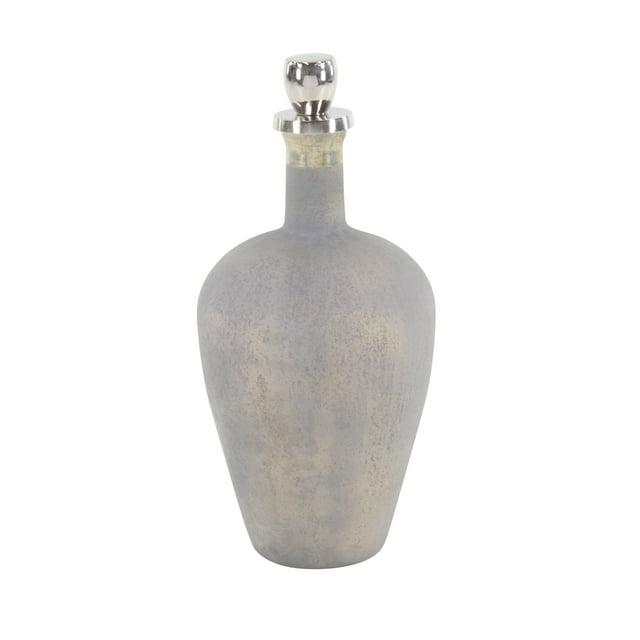 DecMode 10" x 22" Gray Glass Decorative Jars with Stoppered Top, 1-Piece