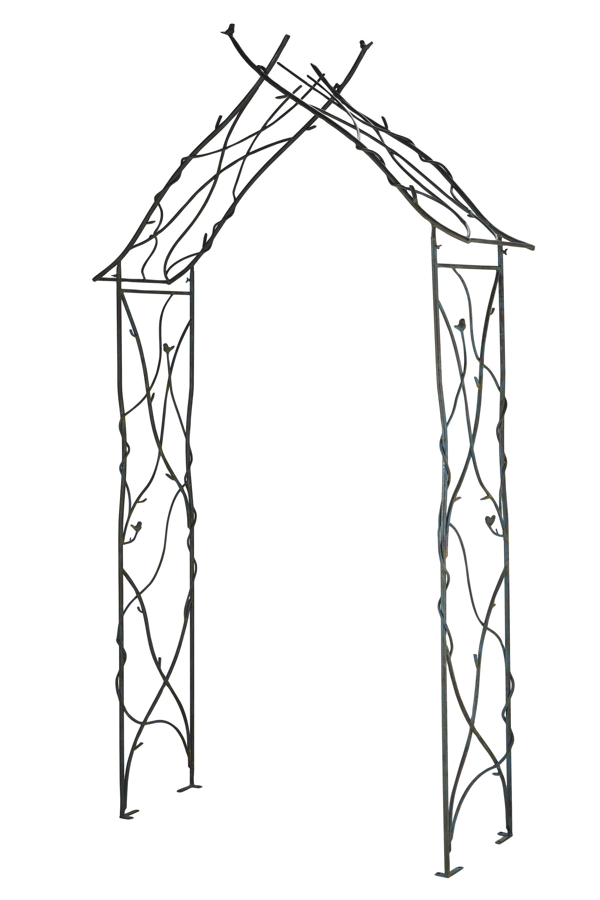 Black Metal Arched Garden Arbor with Sculpted Branches