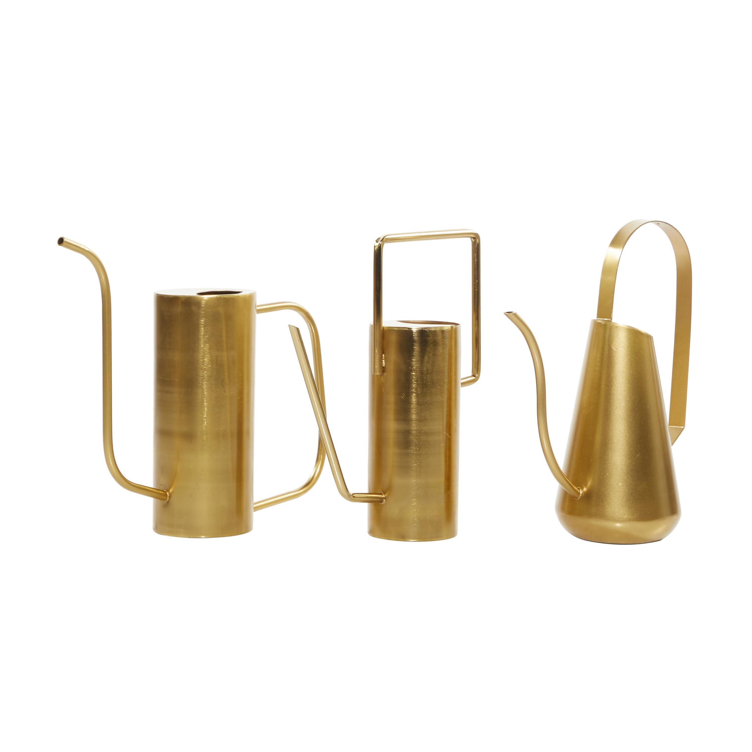 Glamorous Gold Metal Watering Can Planter Trio - Indoor/Outdoor Use