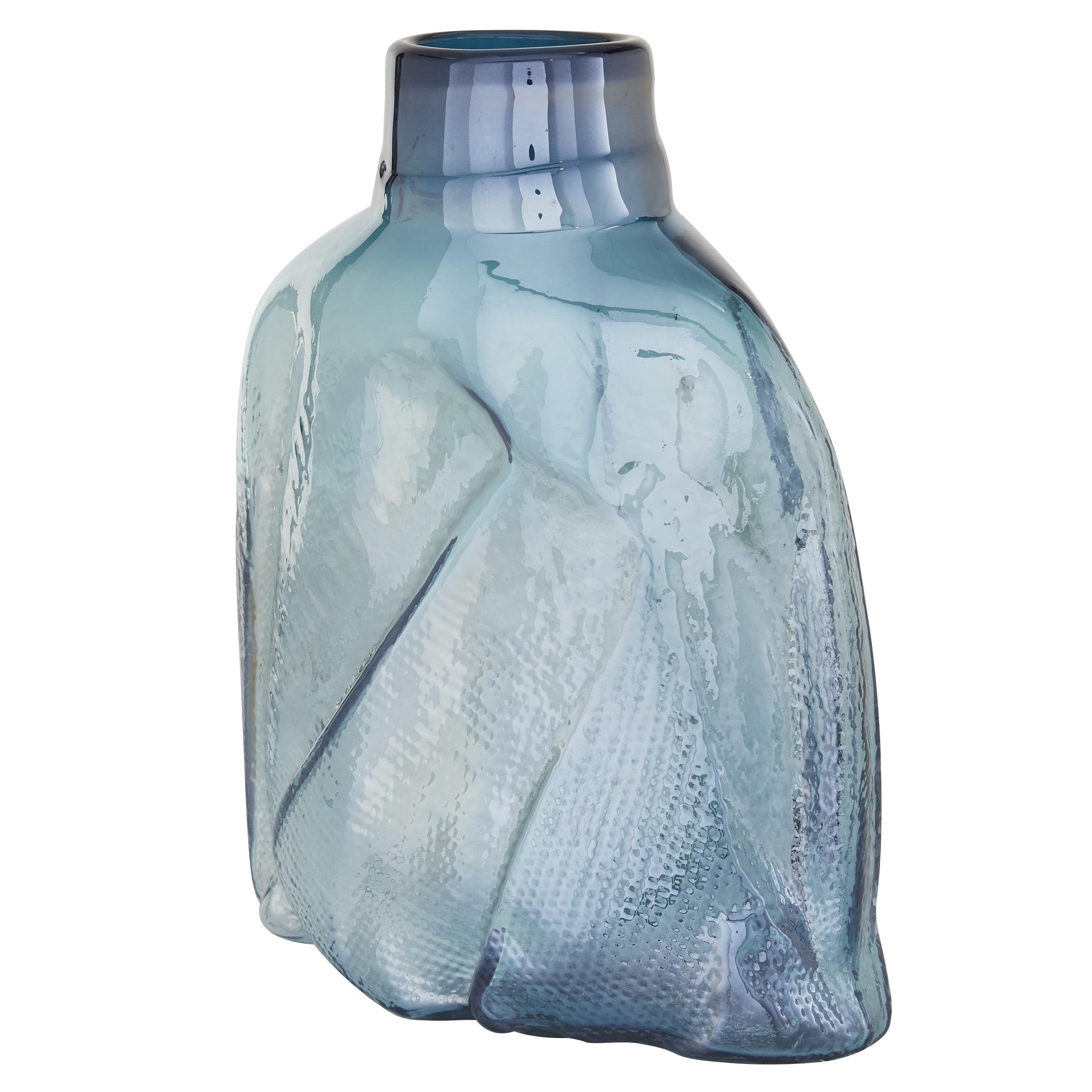 Aqua Glass Elegance 10" x 5" x 12" Bouquet Table Vase