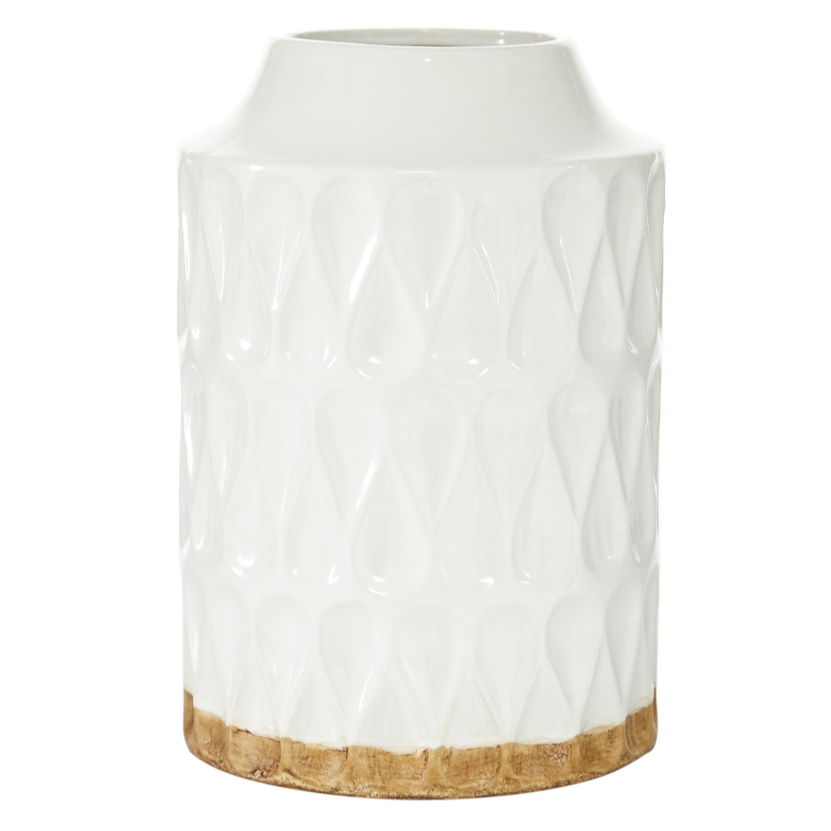 White and Brown Geometric Porcelain Table Vase