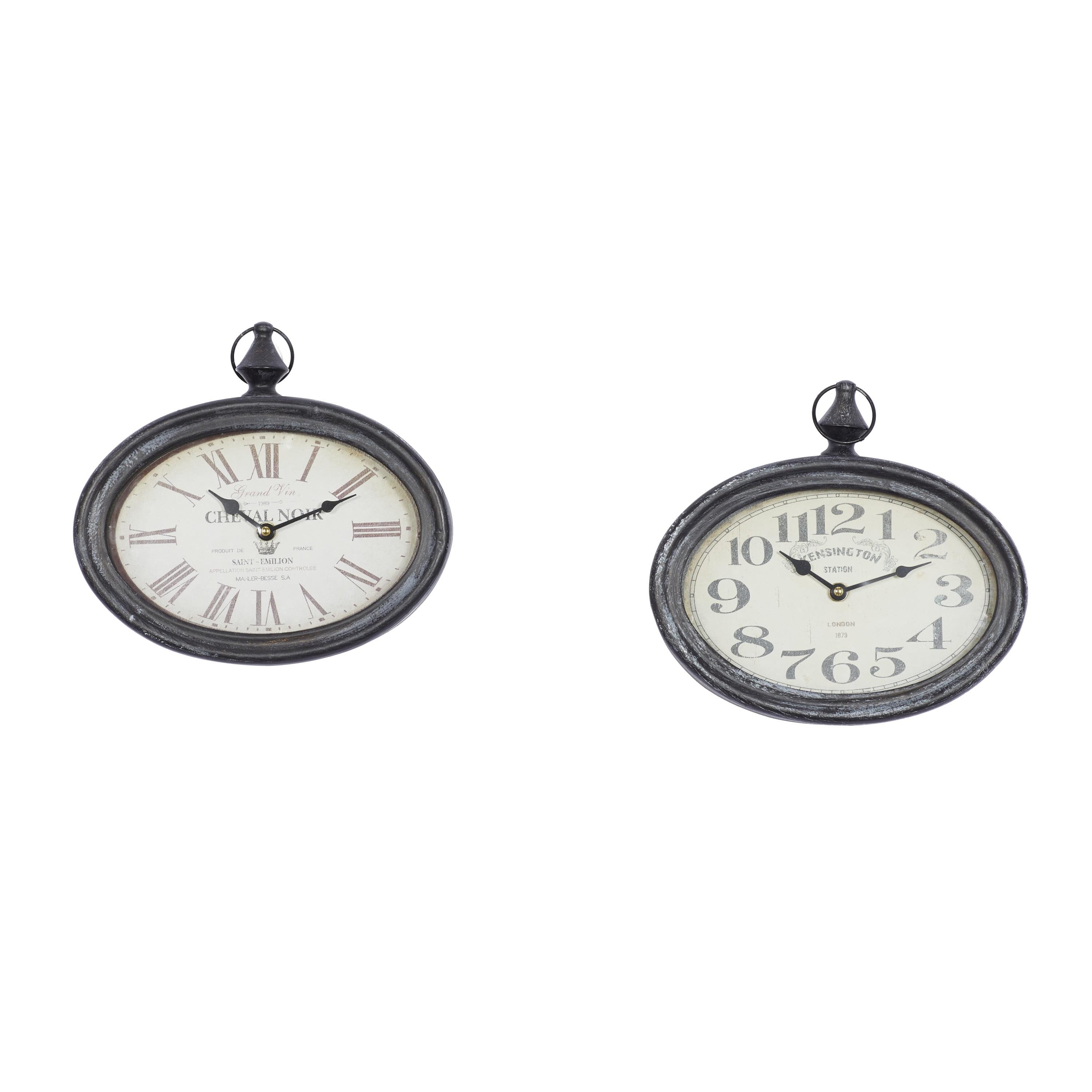 DecMode 12"H, 11"W Cream Metal Pocket Watch Style Wall Clock (2 Count)