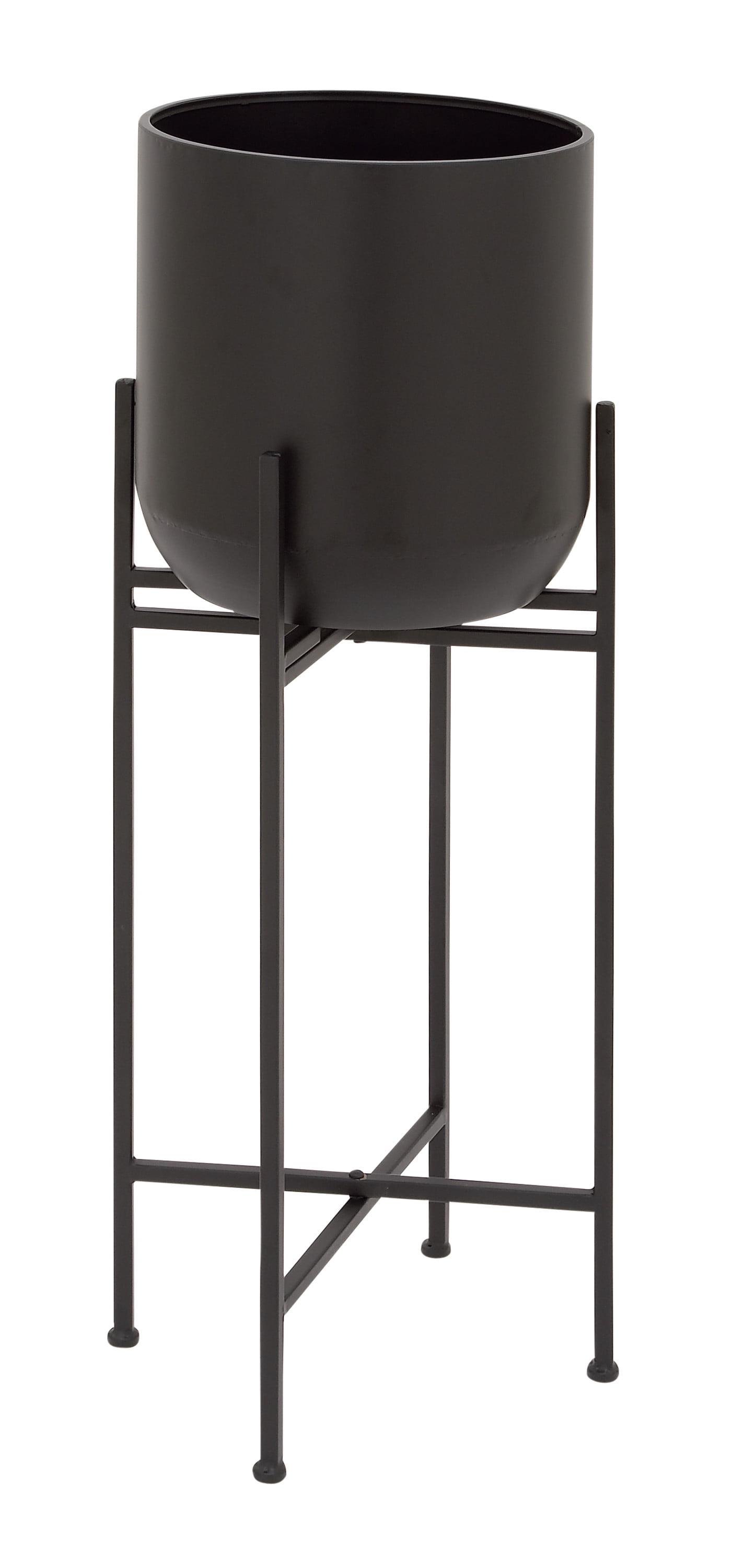 Modern Indoor/Outdoor Tall Black Metal Planter with Stand