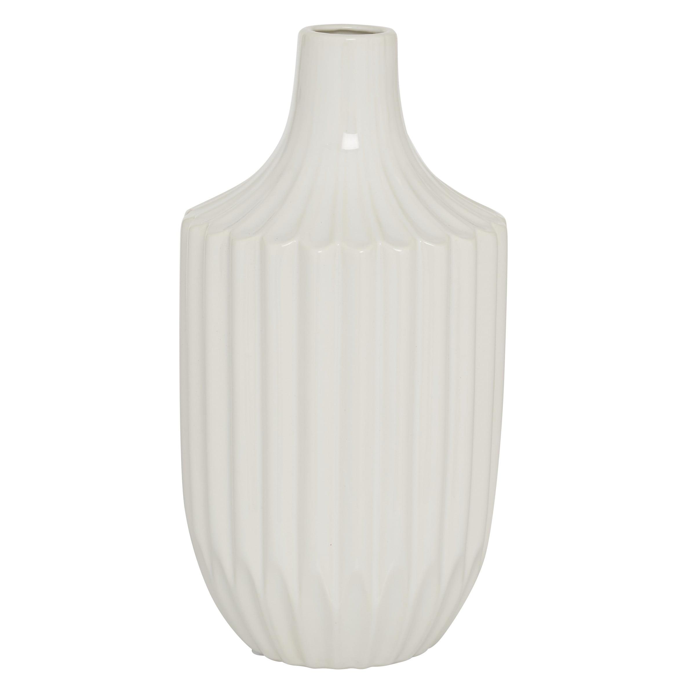 Sleek Elegance Glossy White Ceramic Bud Vase