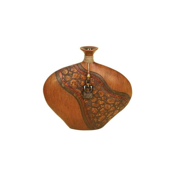 DecMode 14" Abstract Brown Polystone Vase with Embossed Details