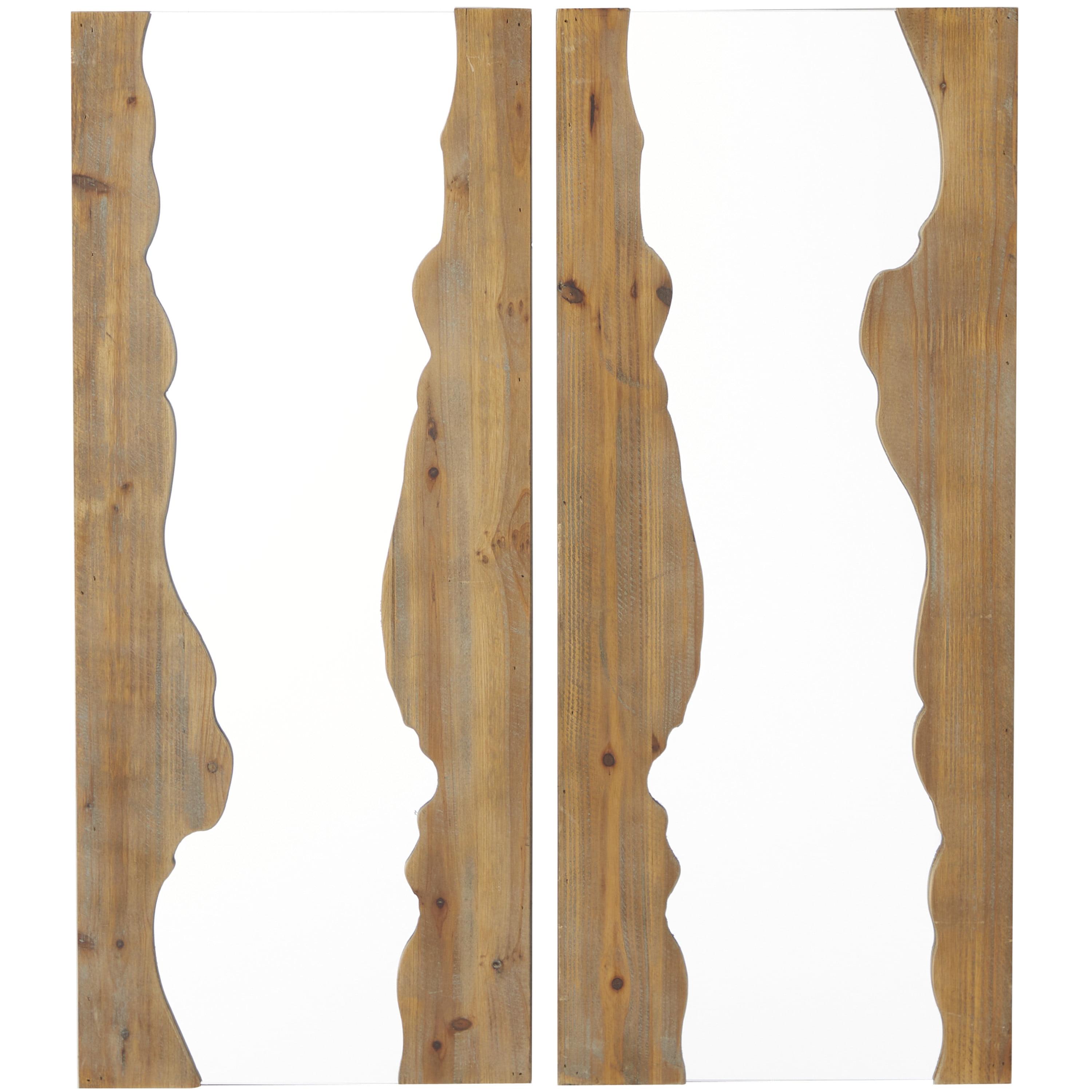 Brown Wood Live Edge Rectangular Wall Mirror Set