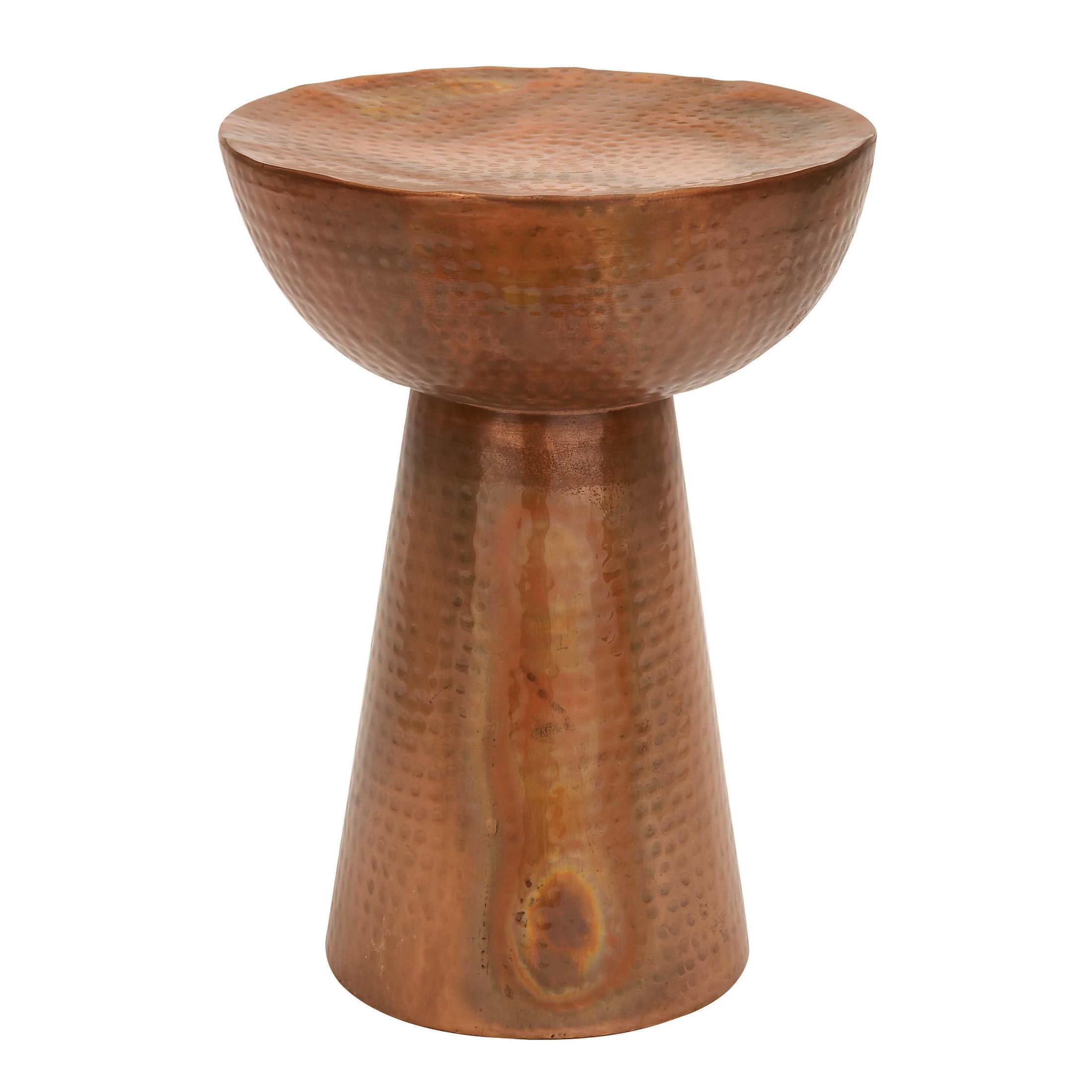 Ivy Bronx Dolina Metal Handmade Side End Accent Table with Hammered Design