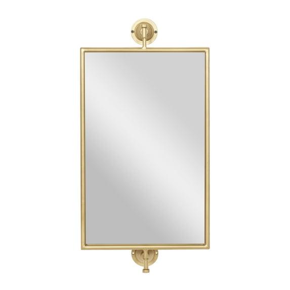DecMode 14" x 28" Gold Dimensional Wall Mirror