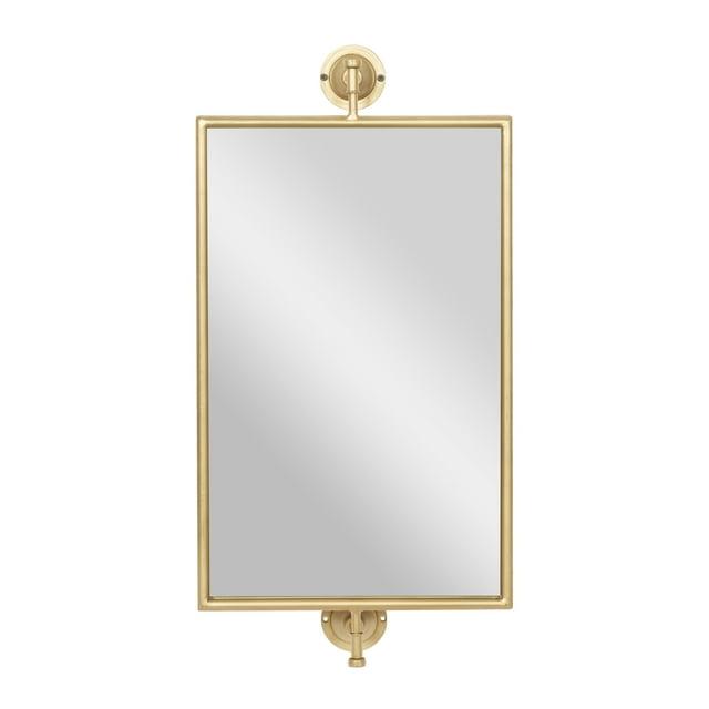 DecMode 14" x 28" Gold Dimensional Wall Mirror