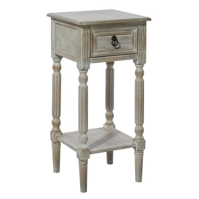 Rustic Country Wood Accent Table - Olivia & May: French Style, Tall End Table for Living Room with Drawer