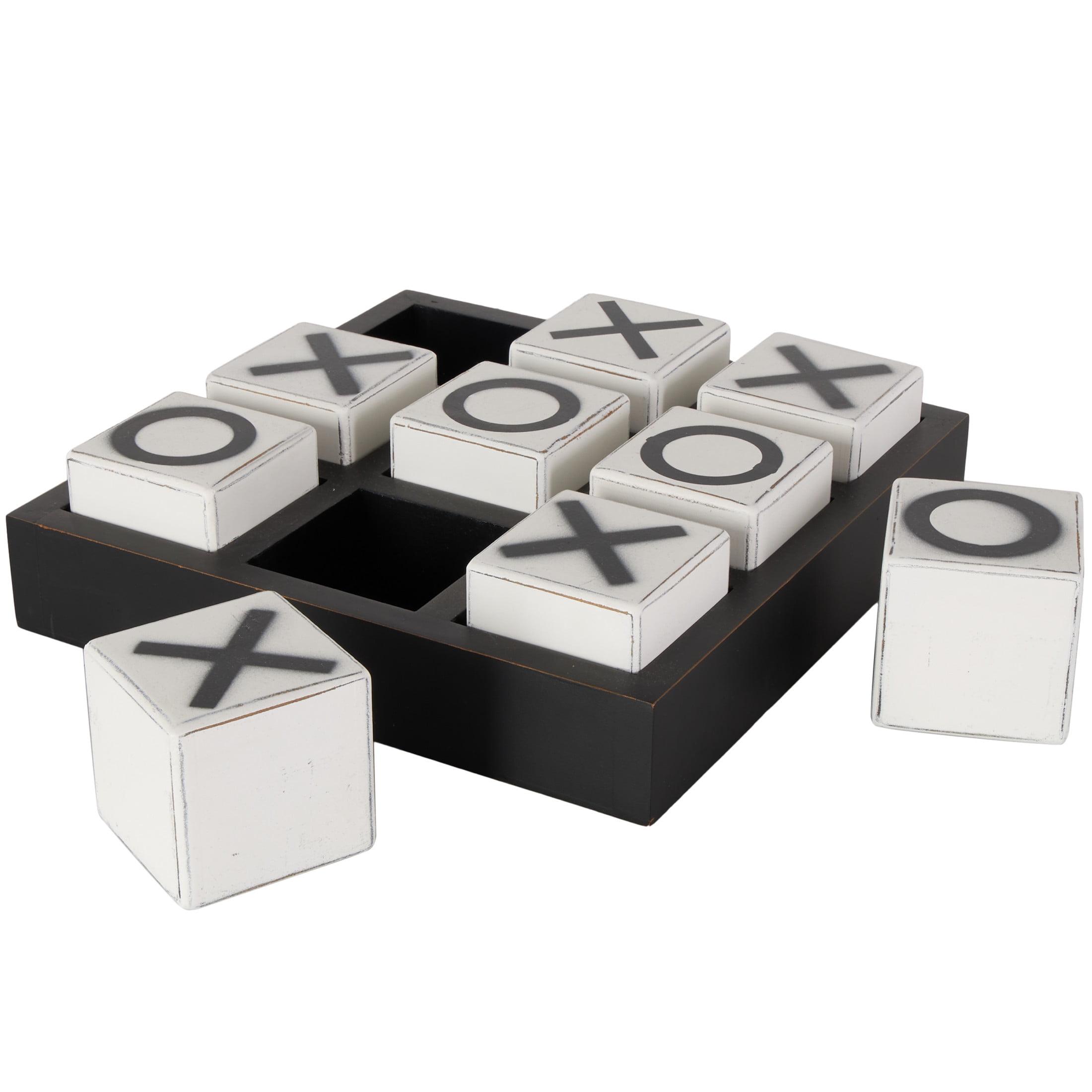 14" Contemporary Wooden Tic Tac Toe Sculpture Black - Olivia & May: MDF Tabletop Game Set