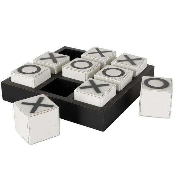 14" Contemporary Wooden Tic Tac Toe Sculpture Black - Olivia & May: MDF Tabletop Game Set