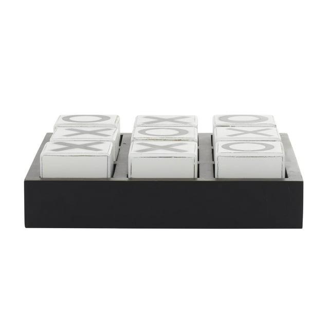 14" Contemporary Wooden Tic Tac Toe Sculpture Black - Olivia & May: MDF Tabletop Game Set