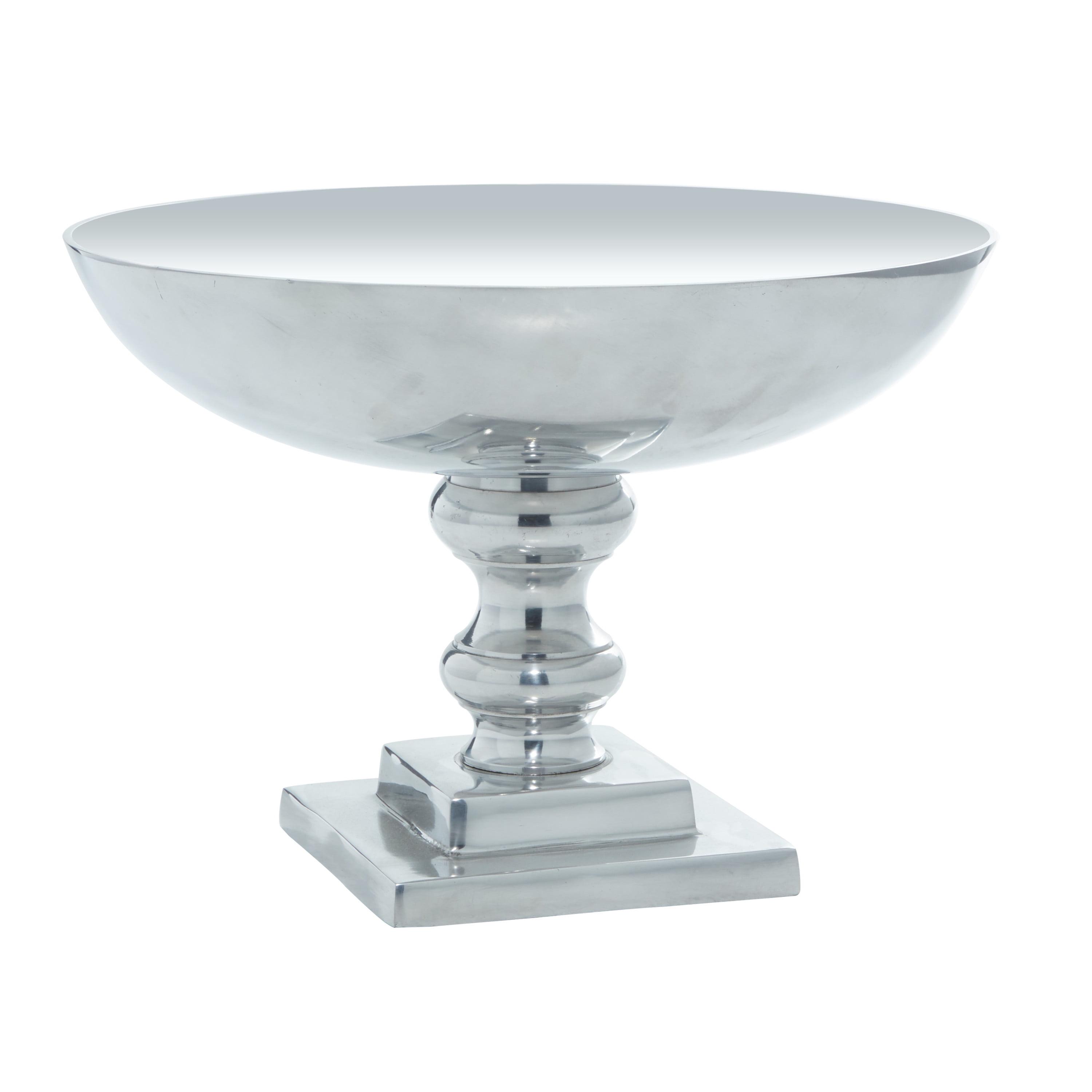 Elegant Silver Aluminum Traditional Decorative Bowl with Stand