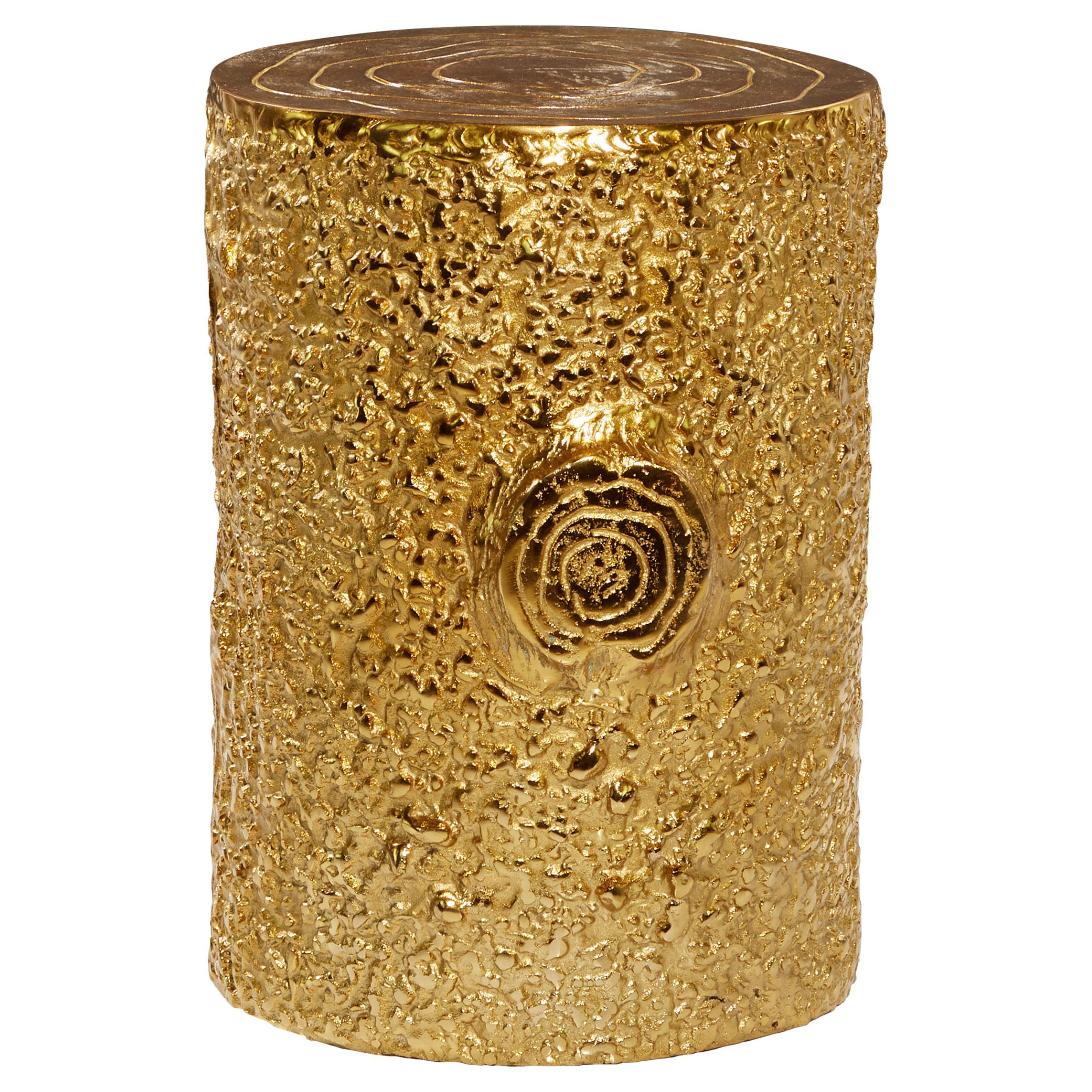 Gold Textured Aluminum Round Accent Table