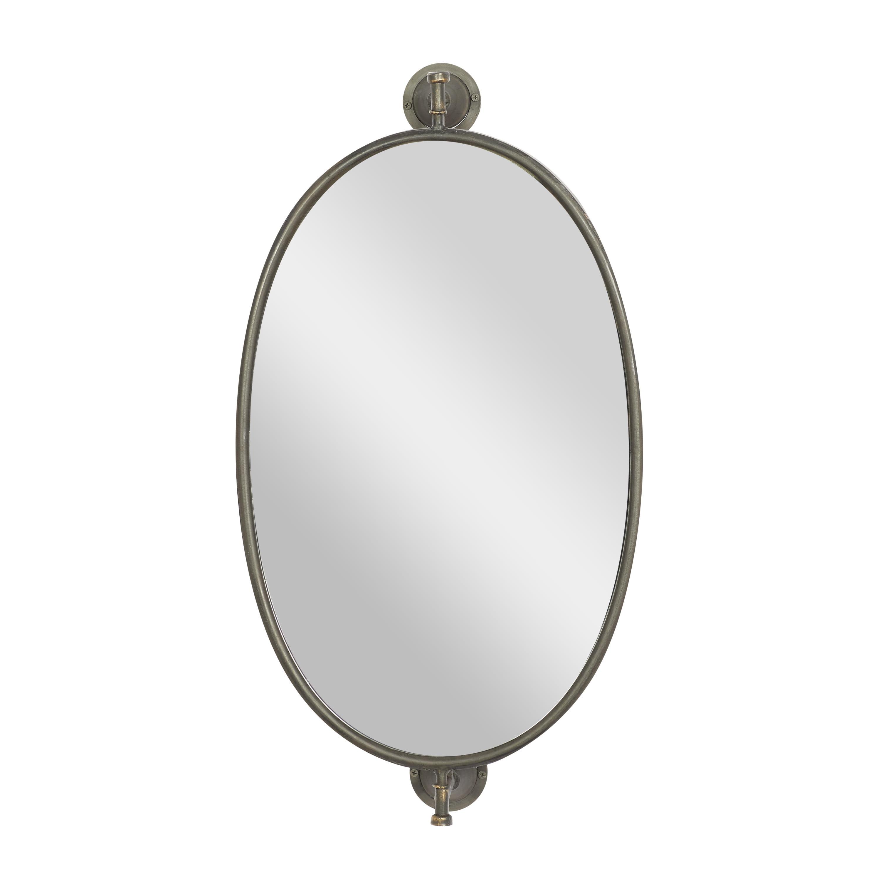 DecMode 15" x 29" Black Handmade Oval Shaped Wall Mirror