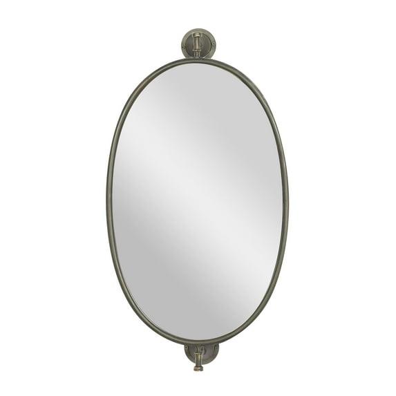 DecMode 15" x 29" Black Swivel Oval Wall Mirror