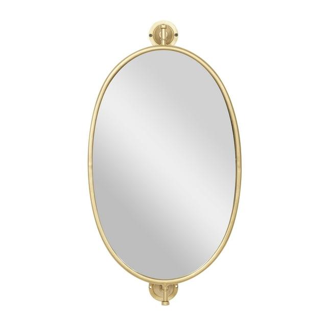 DecMode 15" x 29" Gold Oval Shaped Wall Mirror