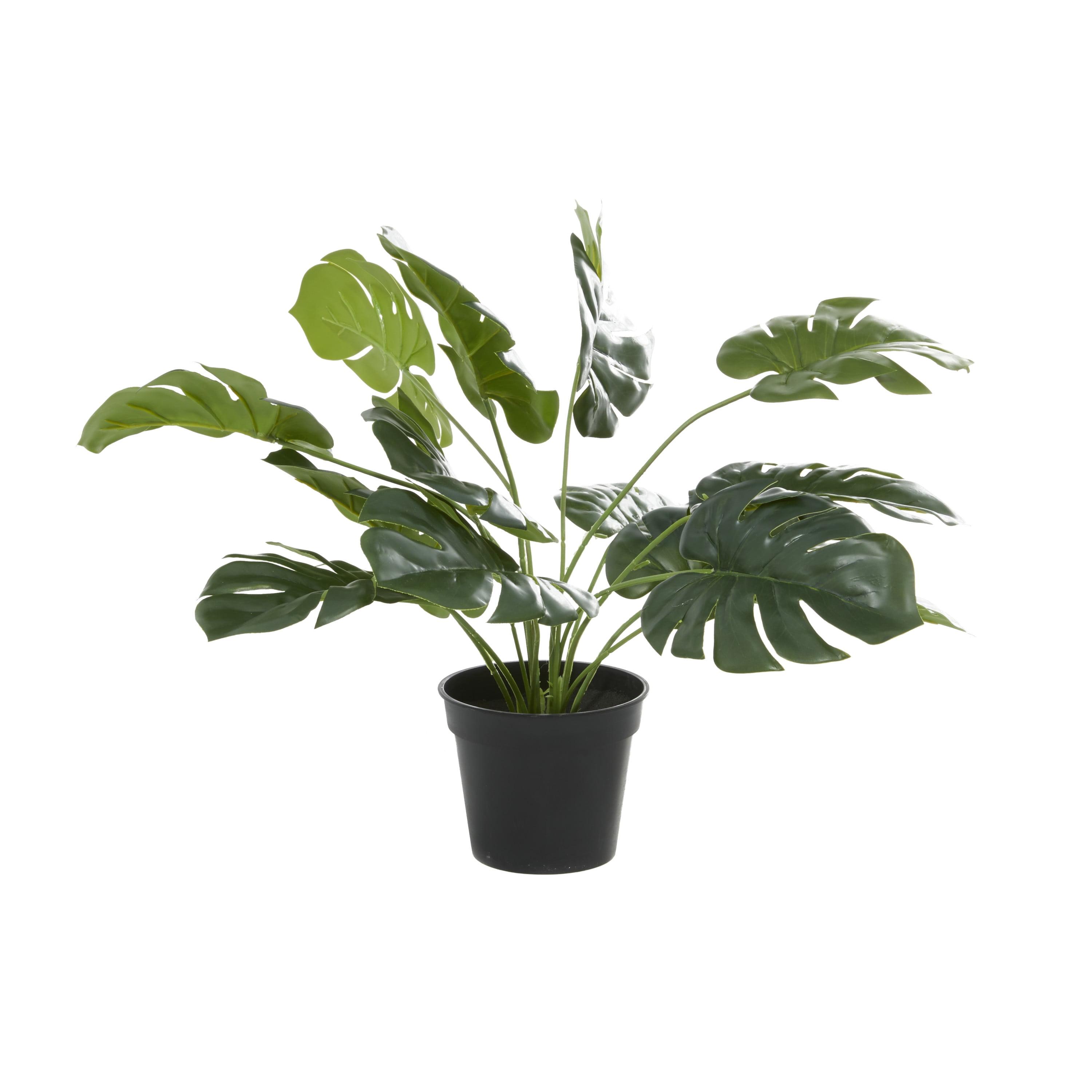 20" Green Artificial Monstera Plant in Black Plastic Pot