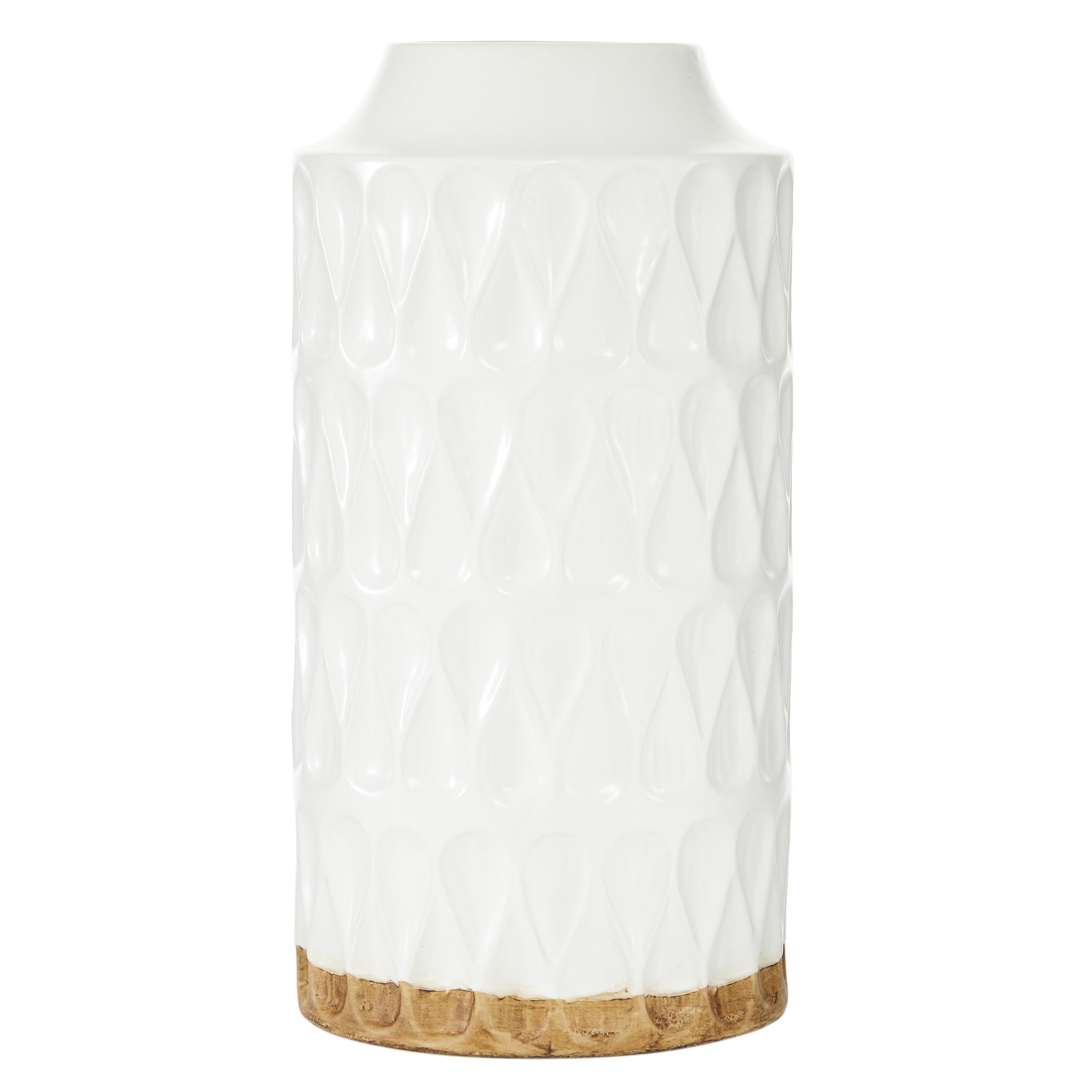 White and Brown Geometric Porcelain Table Vase