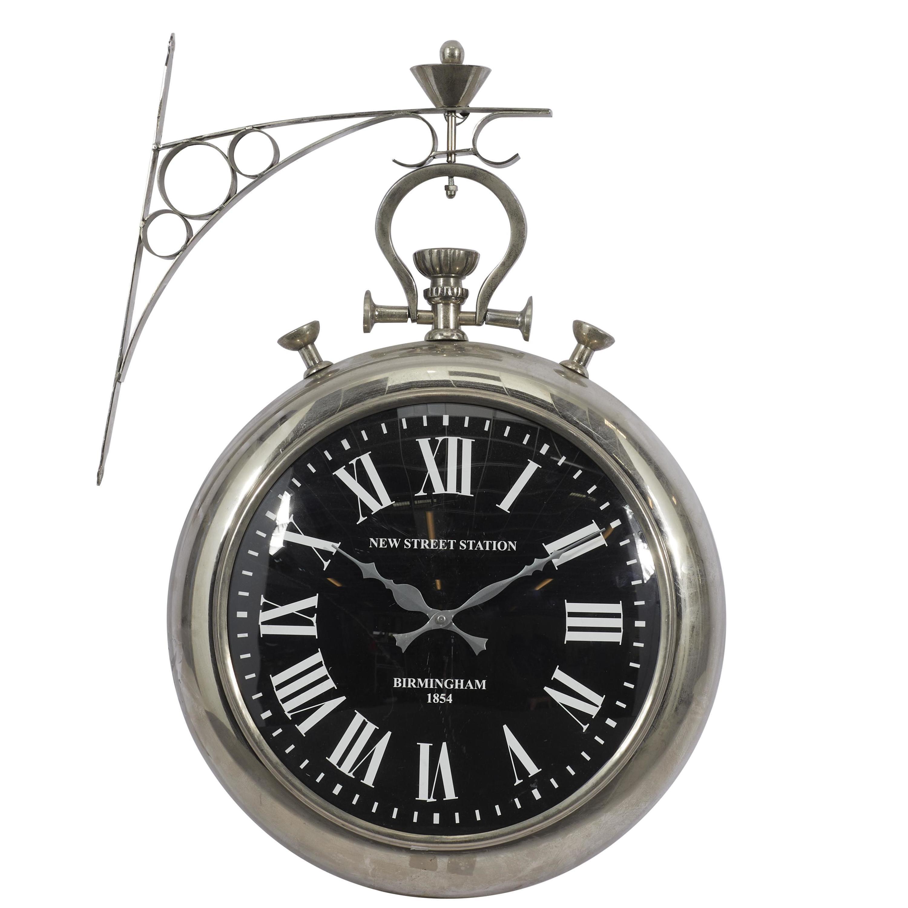 16" Silver Stainless Steel Pocket Watch Style Wall Clock