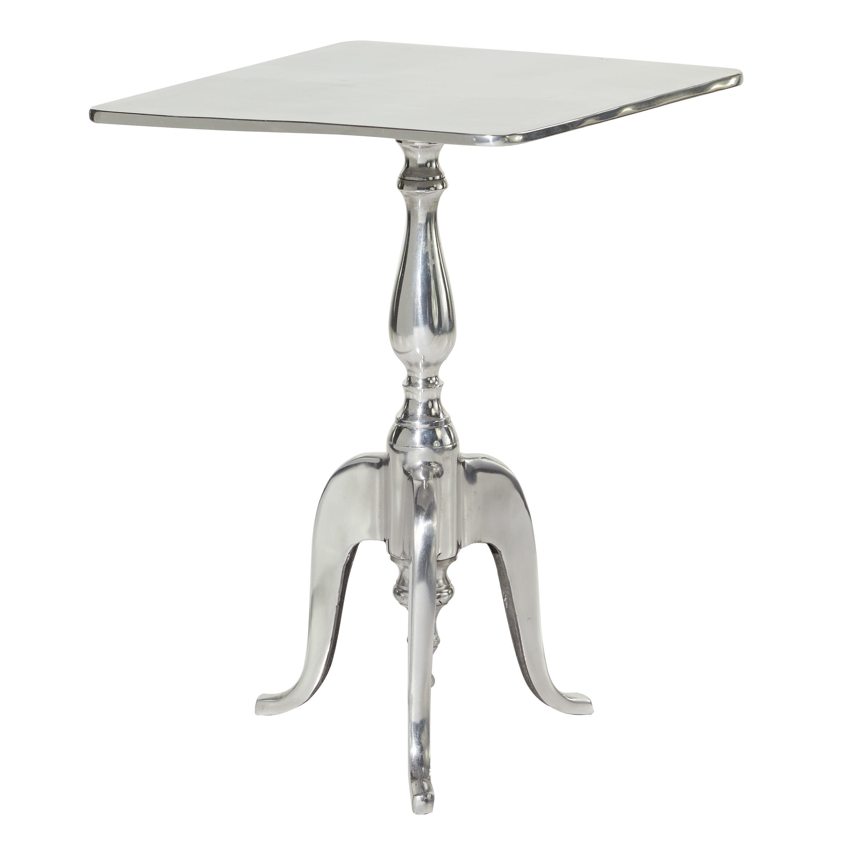 Silver Aluminum Square Accent Table 17" x 17"