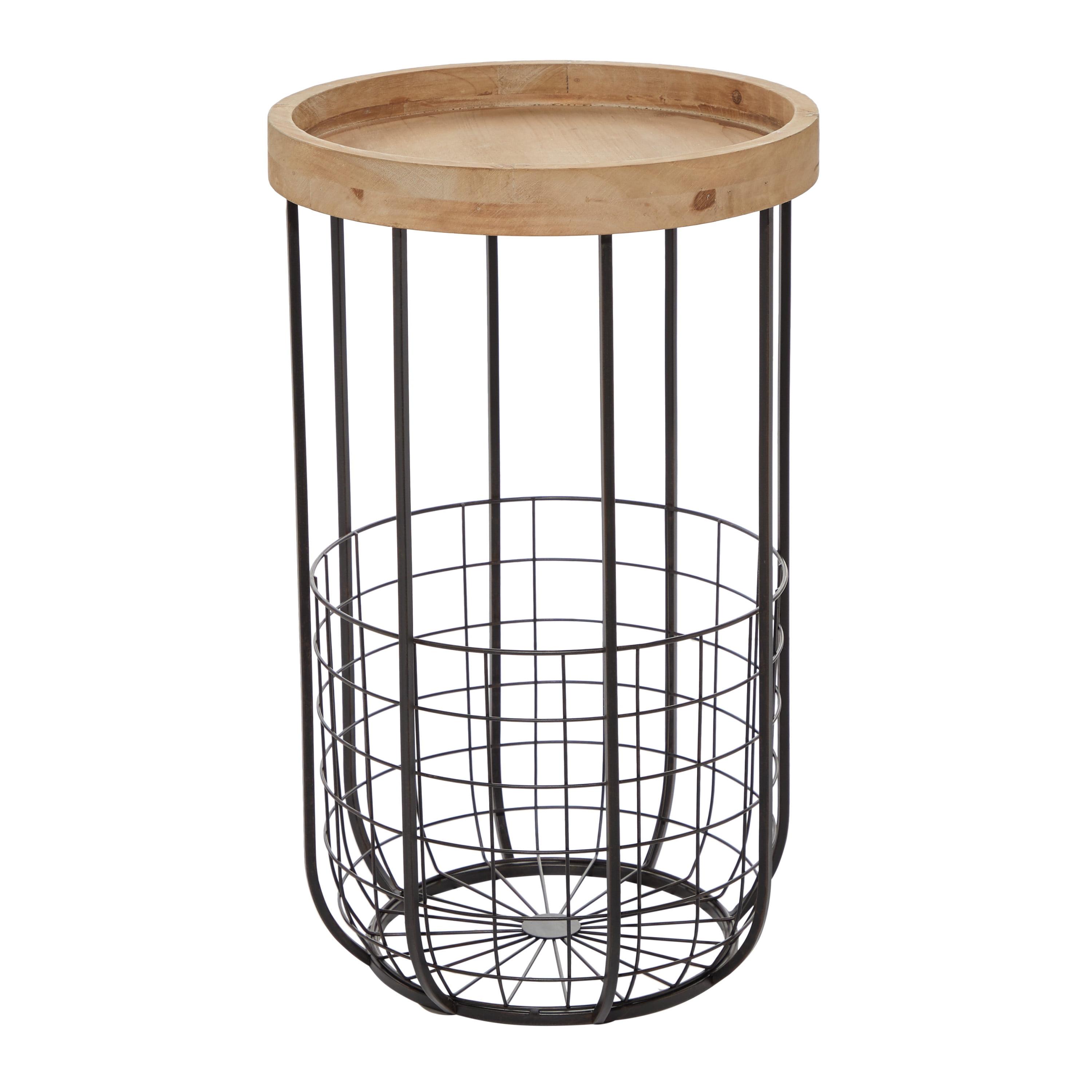 Industrial Metal Accent Table Black - Olivia & May: Round Iron Side Table, No Assembly Required