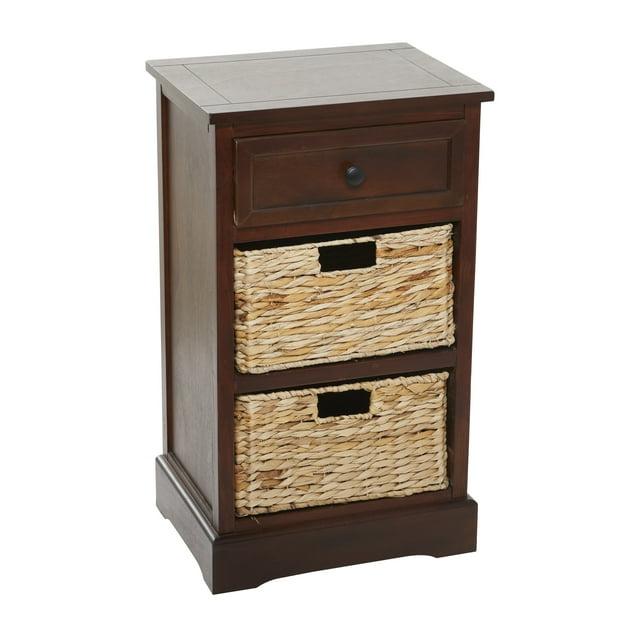 Wooden Side Chest with Wicker Drawers Brown - Olivia & May