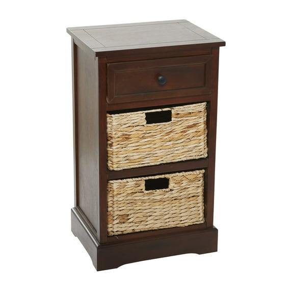 Wooden Side Chest with Wicker Drawers Brown - Olivia & May