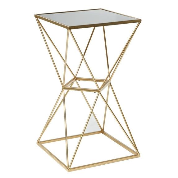 Glam Geometric Mirrored Accent Table Gold - Olivia & May: 27.625" H, No Assembly Required
