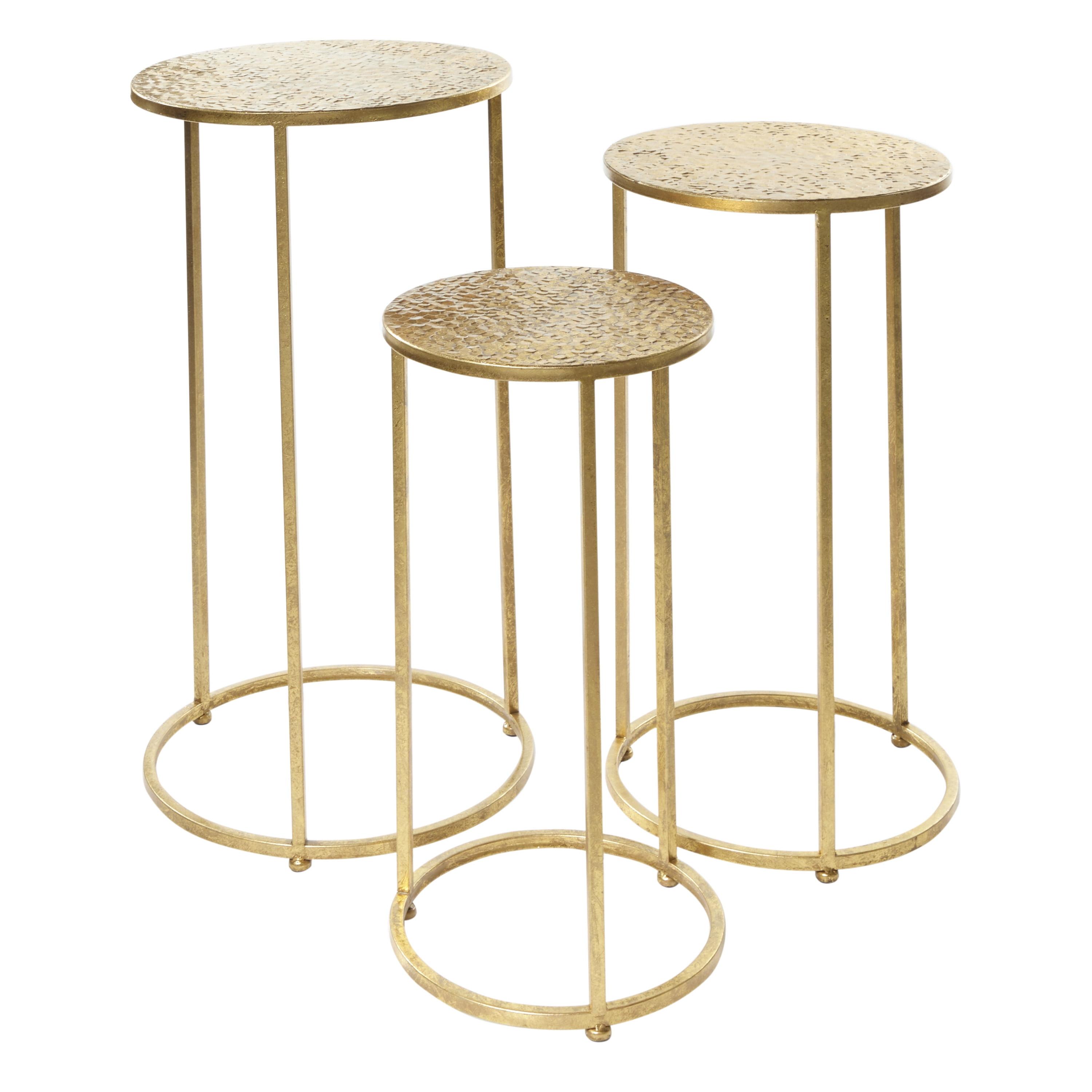 Gold Round Metal Glam Accent Table Set of 3