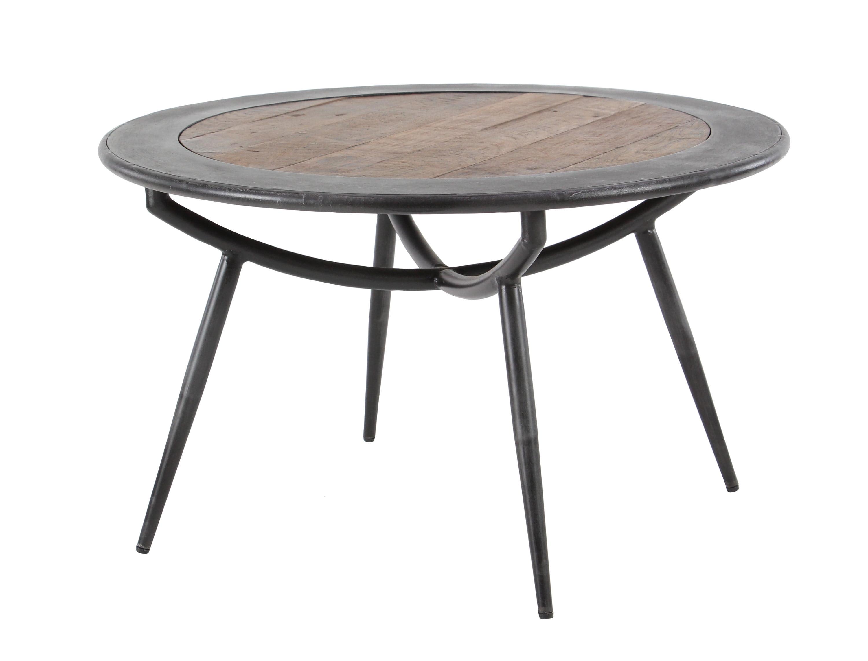 30" Gray Round Wood and Metal Coffee Table