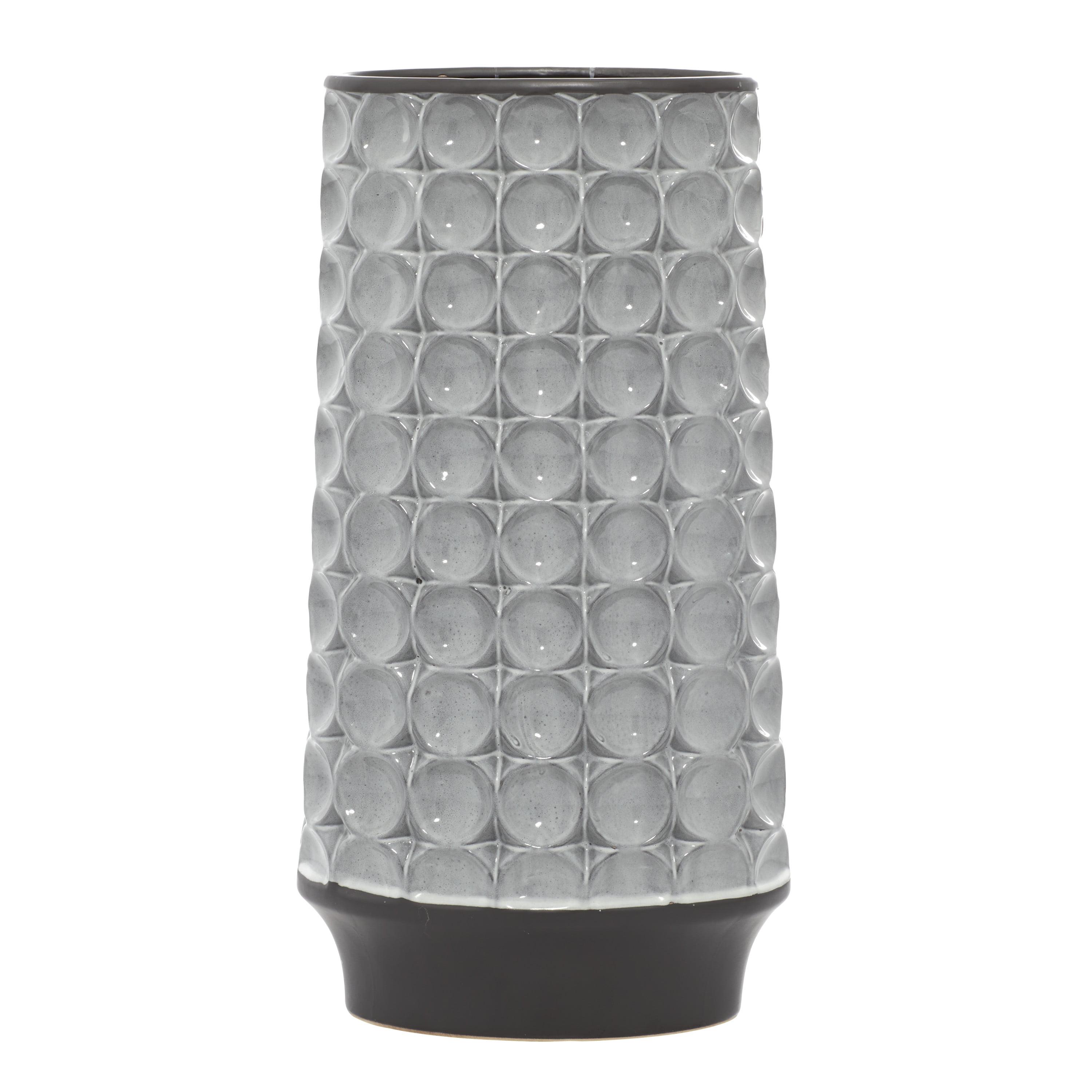 Silver Geometric Pattern Ceramic Decorative Vase