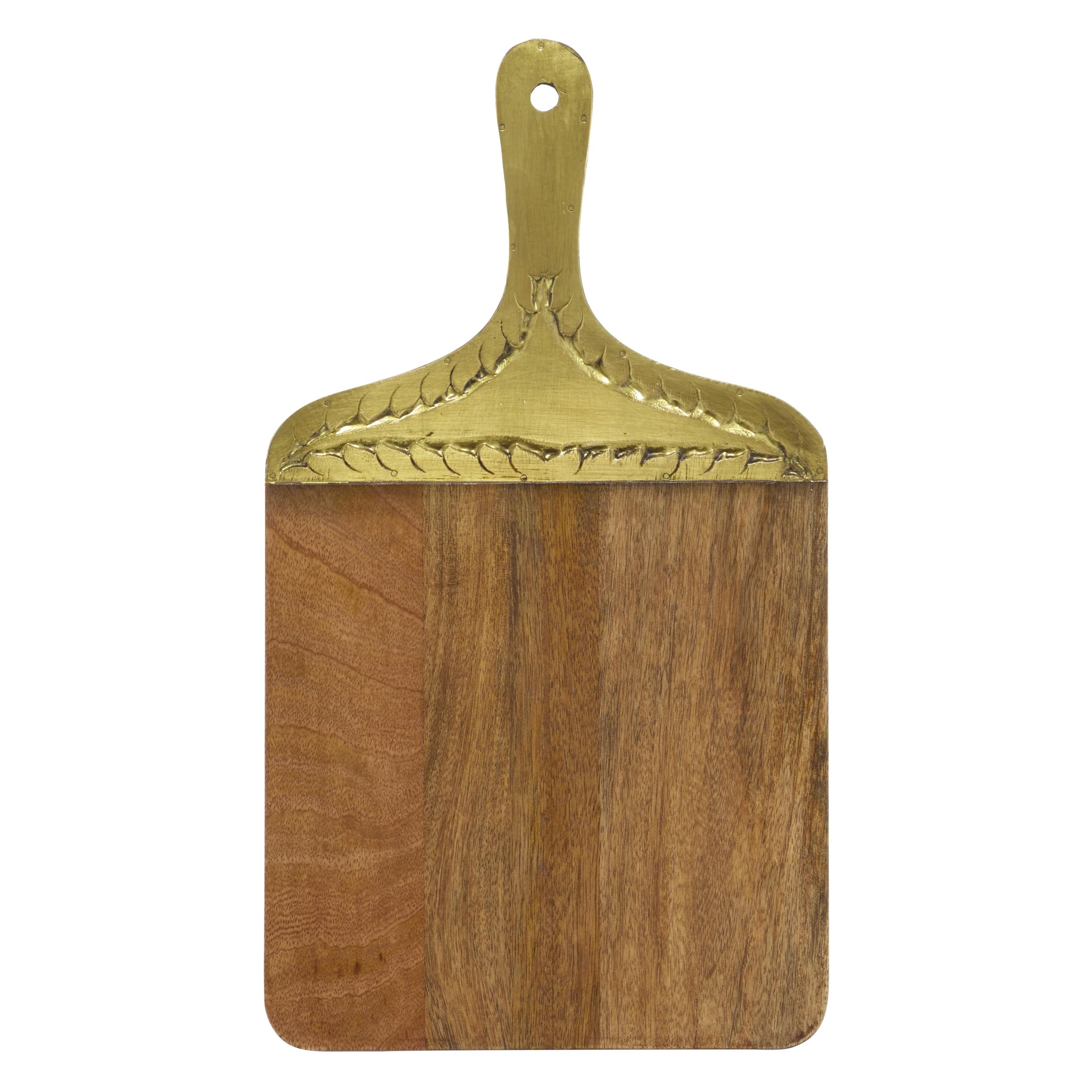 Brown Mango Wood Cutting Board with Brass Handle