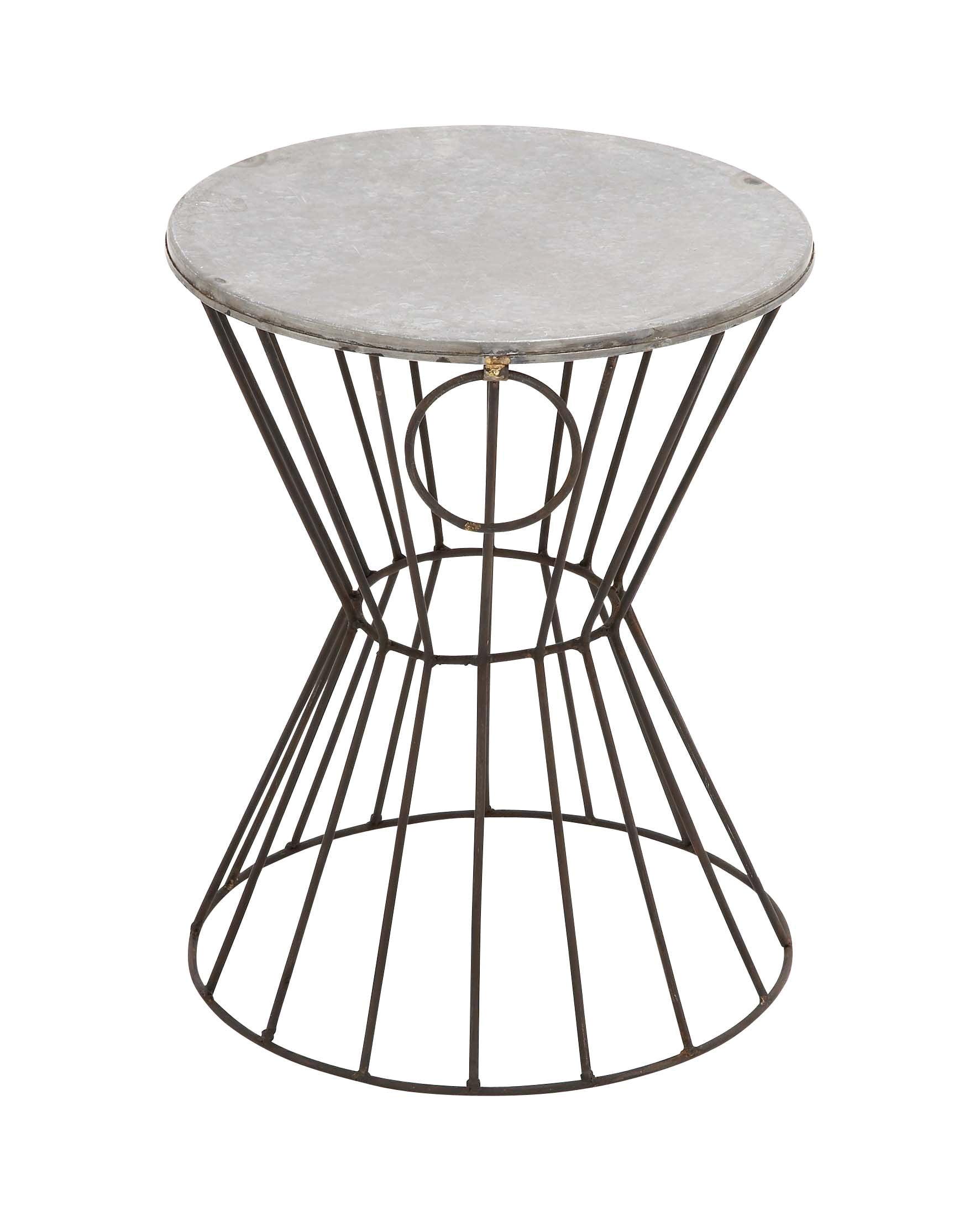 Metal Stool Patio Accent Table - Olivia & May: Round Iron Frame, No Assembly, Fade-Resistant