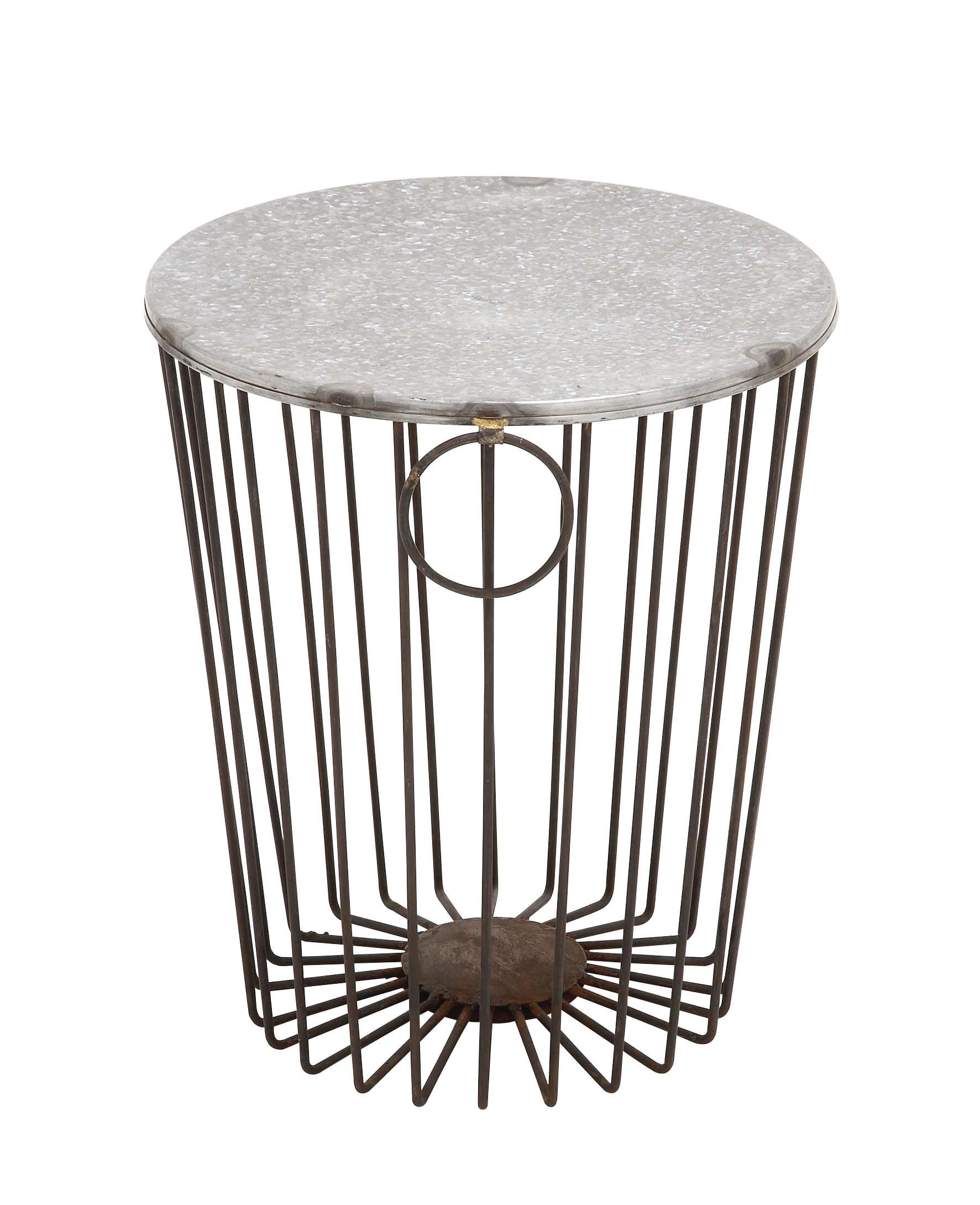 Compact Black Metal Wire Farmhouse Outdoor Accent Table