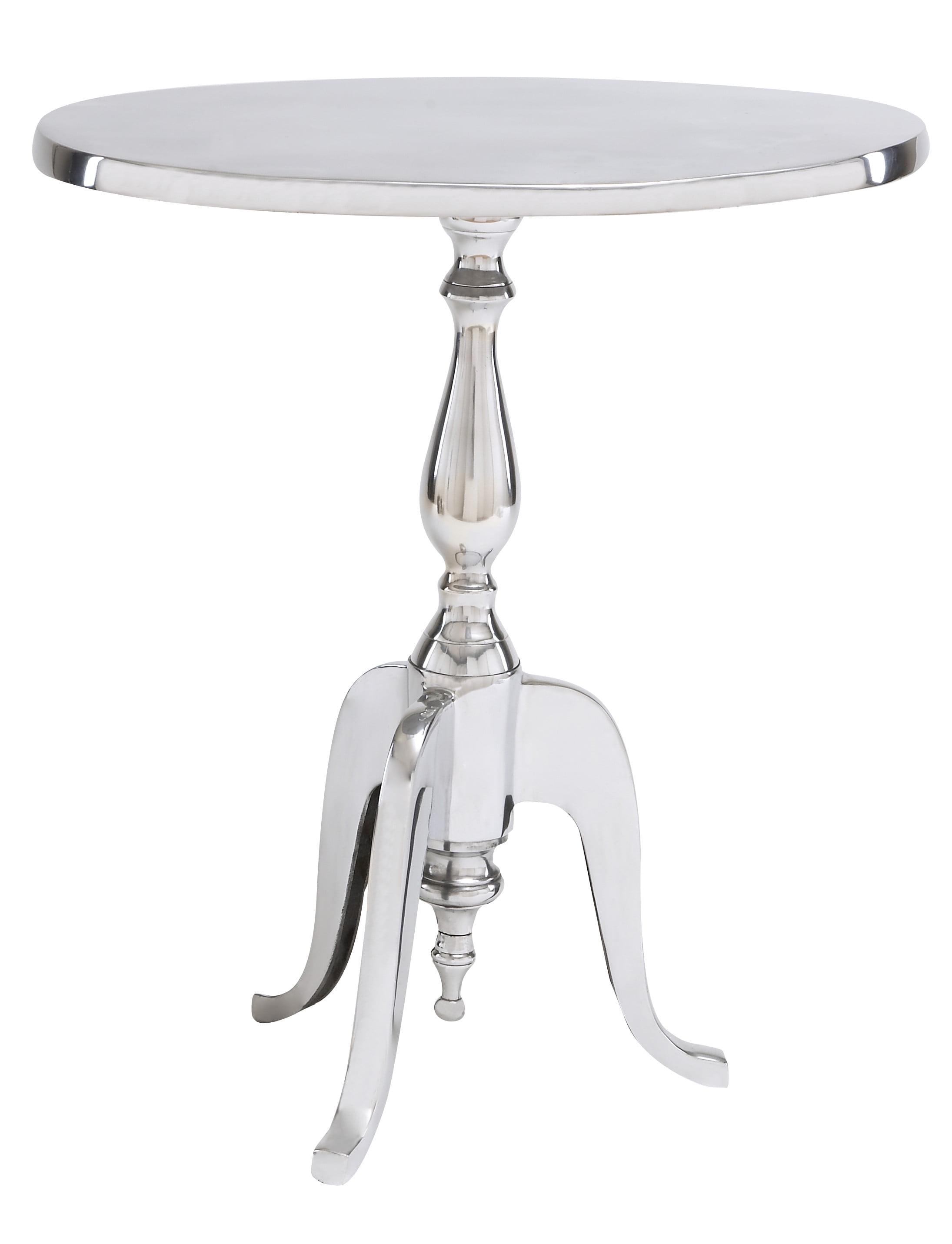 Elegant Silver Aluminum Round Pedestal Accent Table - 18" x 22"