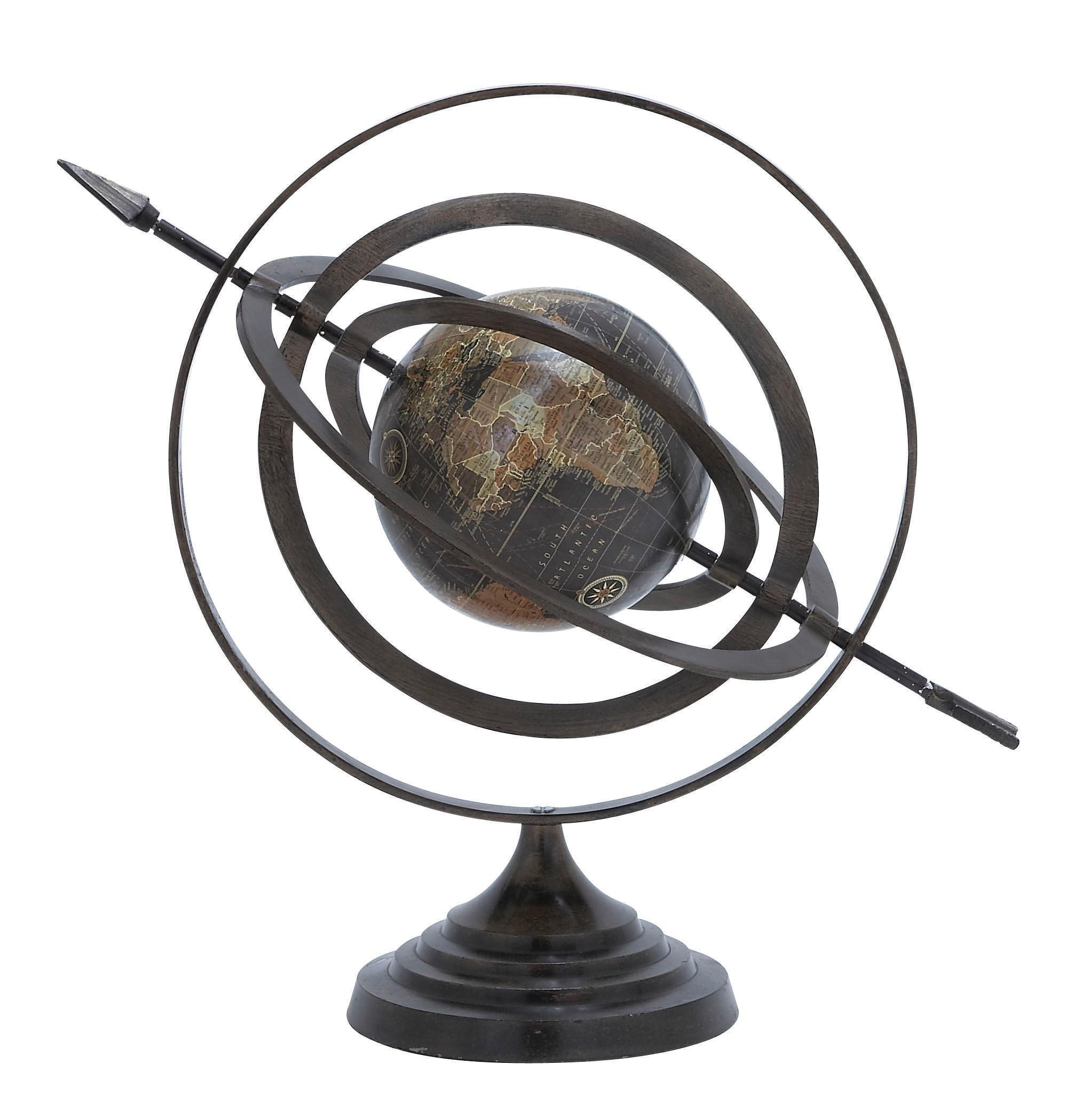 Black and Bronze Metal Fluted Armillary Globe Decor