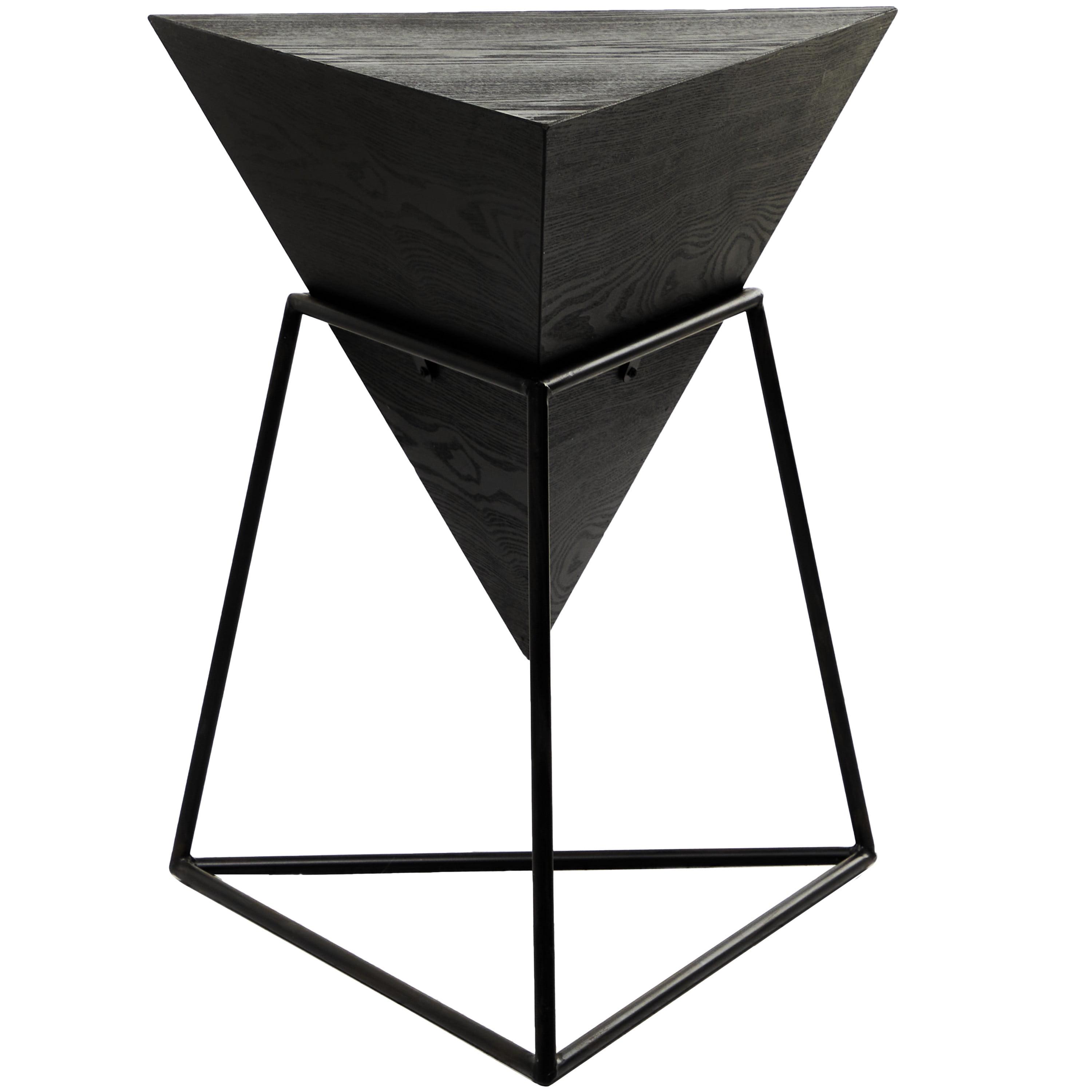 Modern Triangular Accent Table Gray - Olivia & May: Chic Side Table, Metal Frame, Wood Top, Easy to Clean