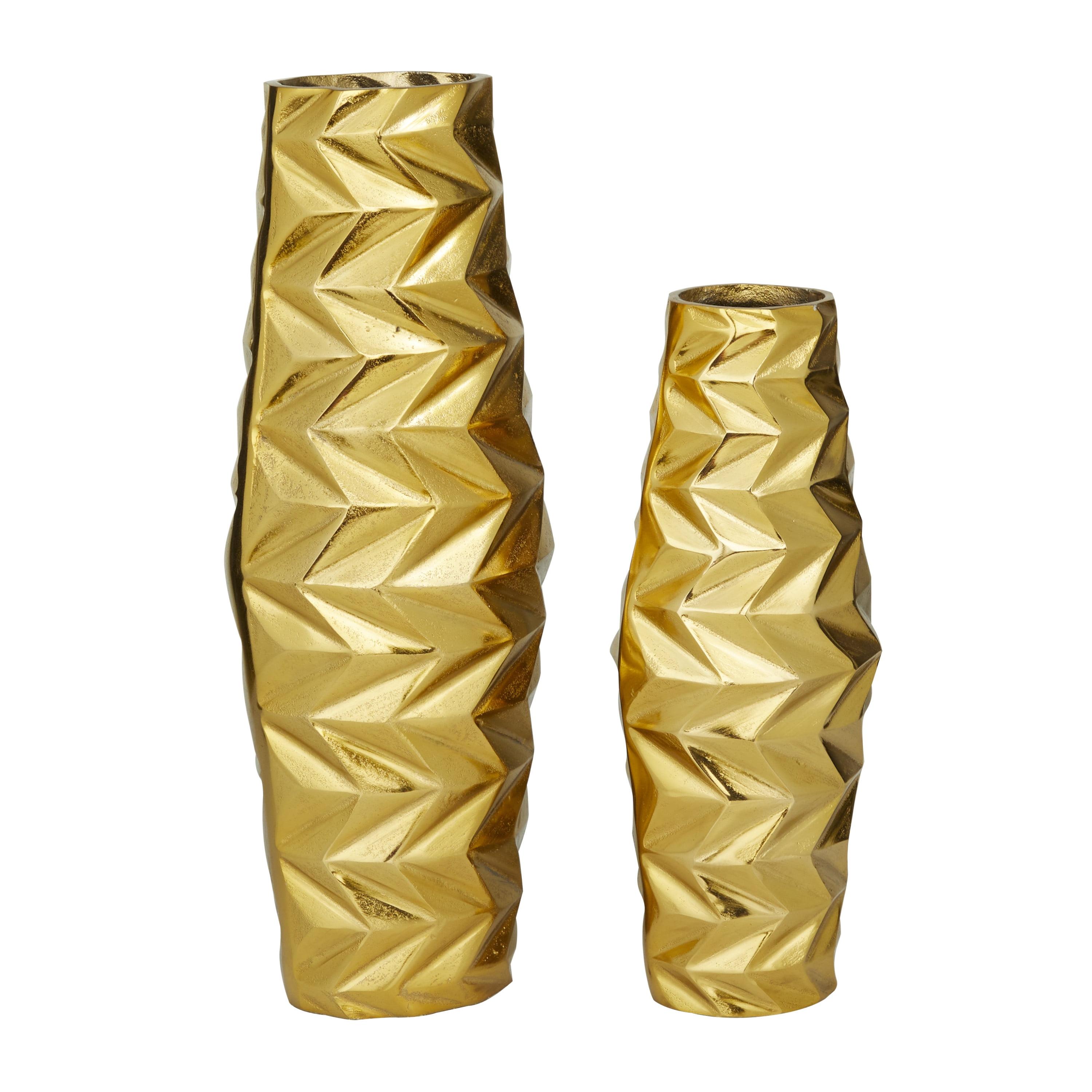 Gold Geometric Aluminum Decorative Vase Set