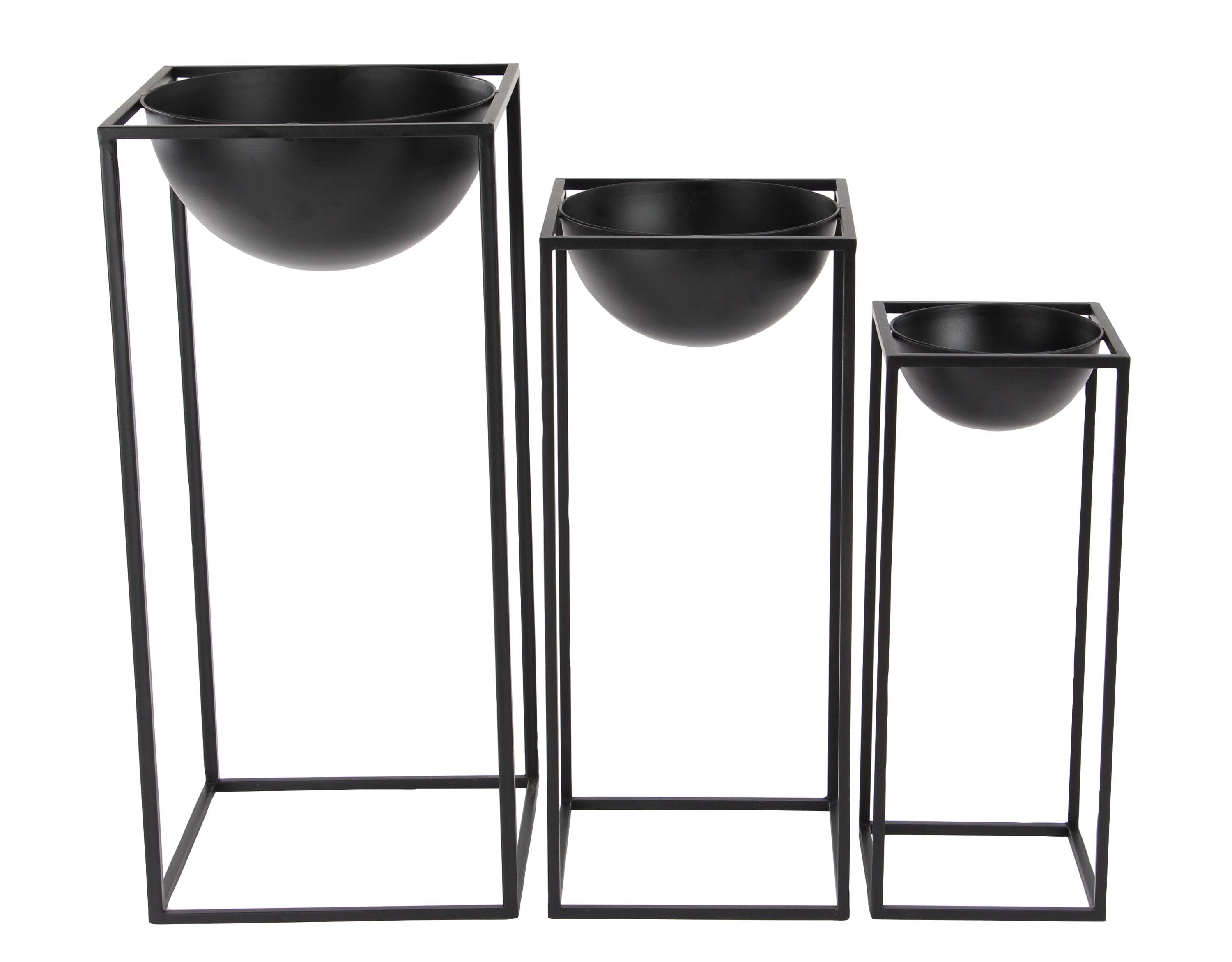 Set of 3 Modern Iron Rectangular Framed Bowl Plant Stands - Olivia & May: No Assembly, Indoor/Outdoor Use