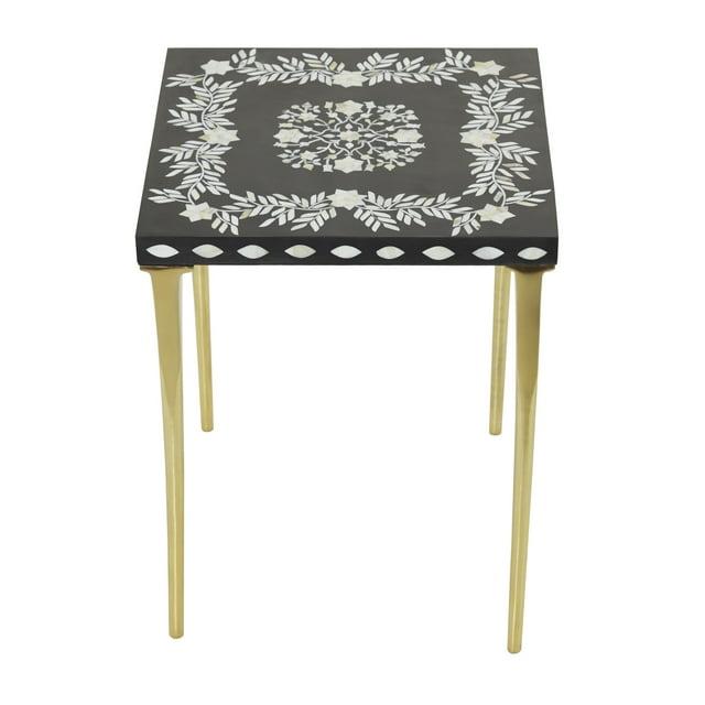 DecMode 20" x 16" Gold Wood Eclectic Accent Table