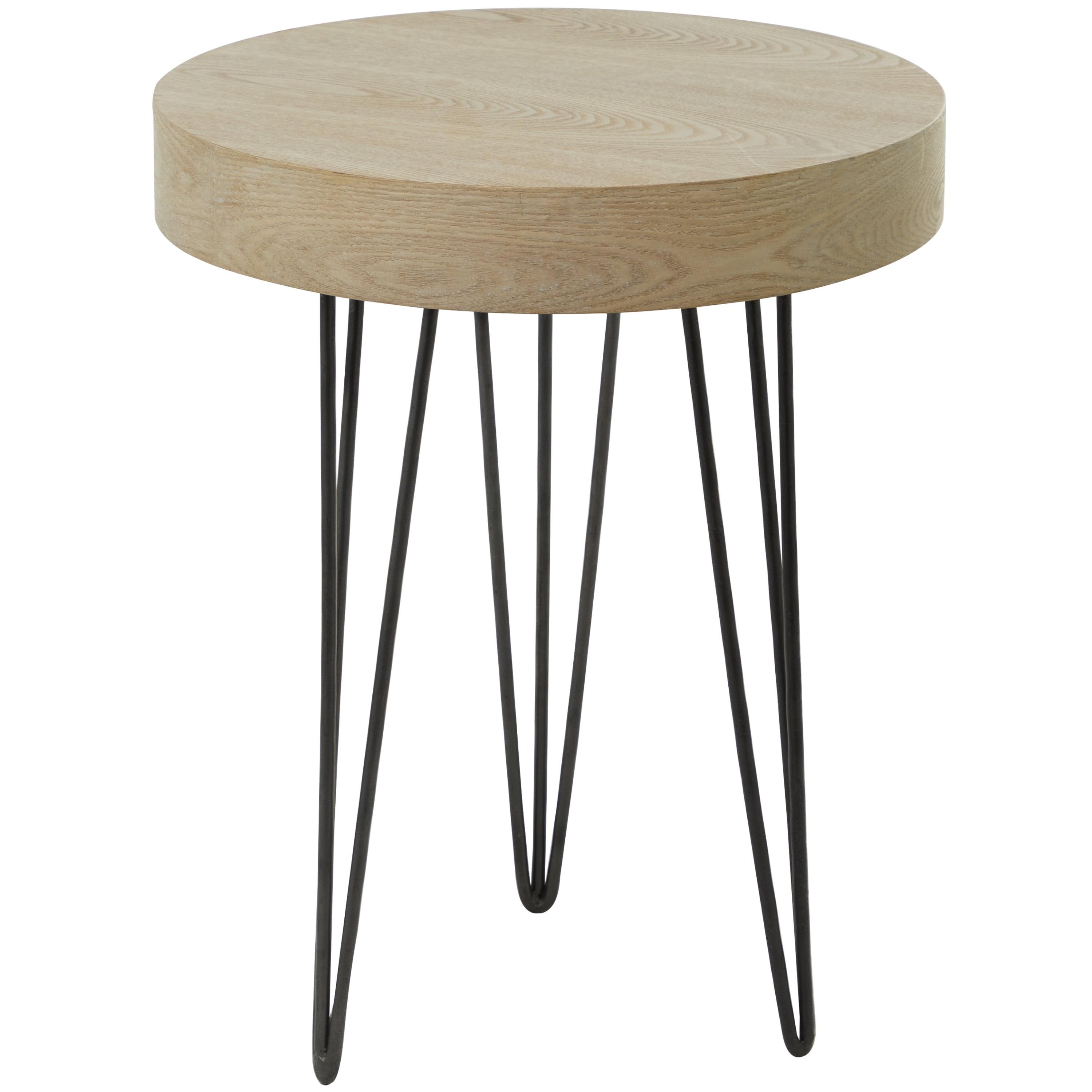Elegant Round 20" Wood and Metal Accent Table in Brown