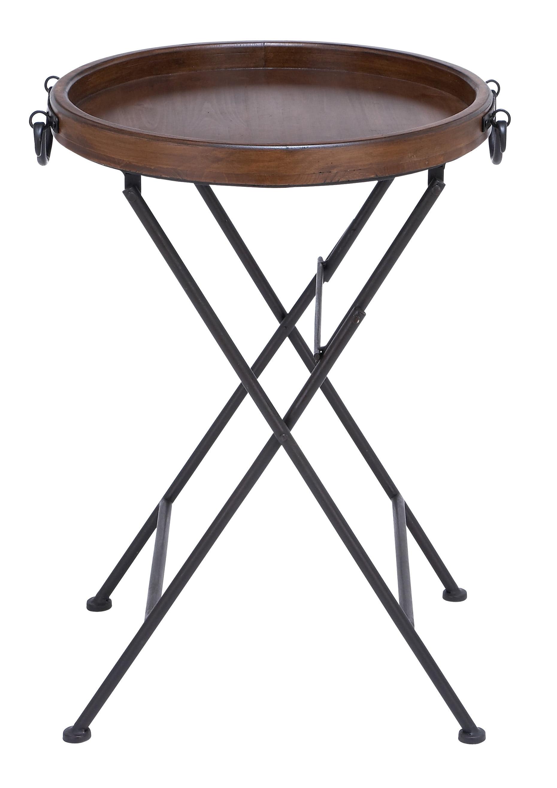 Traditional Round Brown Tray Table Brown - Olivia & May