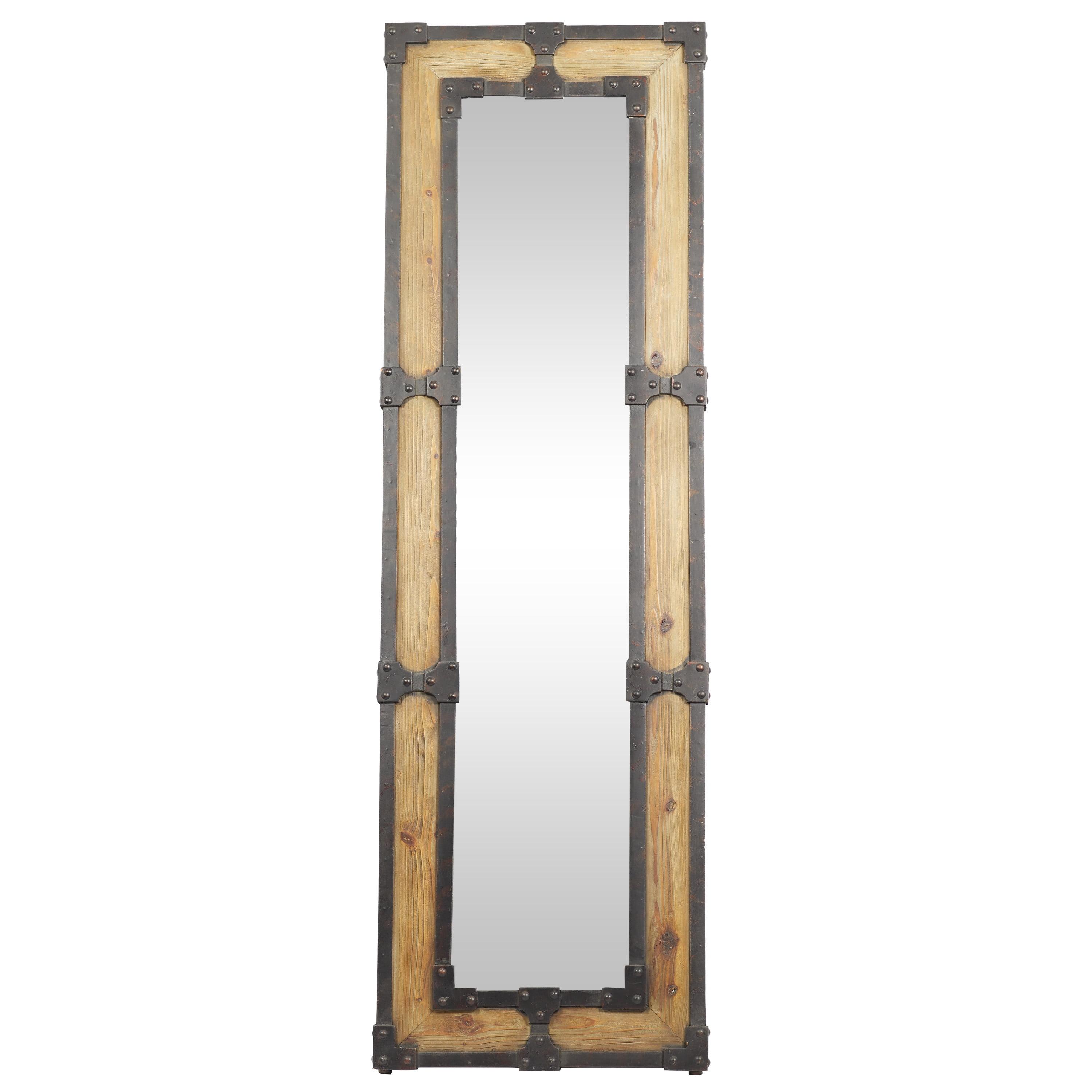 Rustic Brown Wood Full-Length Rectangular Floor Mirror