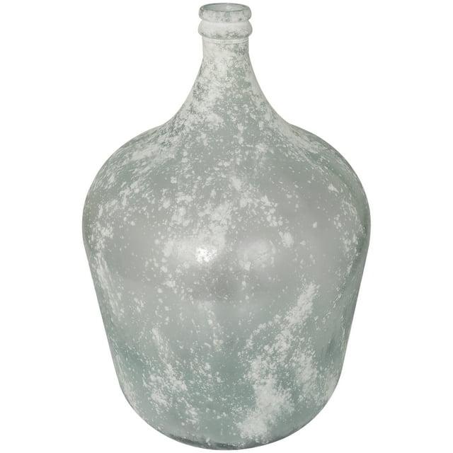 DecMode 22" Handmade Frosted Spanish Bottle Light Blue Recycled Glass Vase