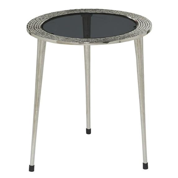 DecMode 22" x 19" Silver Aluminum Contemporary Accent Table