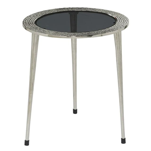 DecMode 22" x 19" Silver Aluminum Contemporary Accent Table