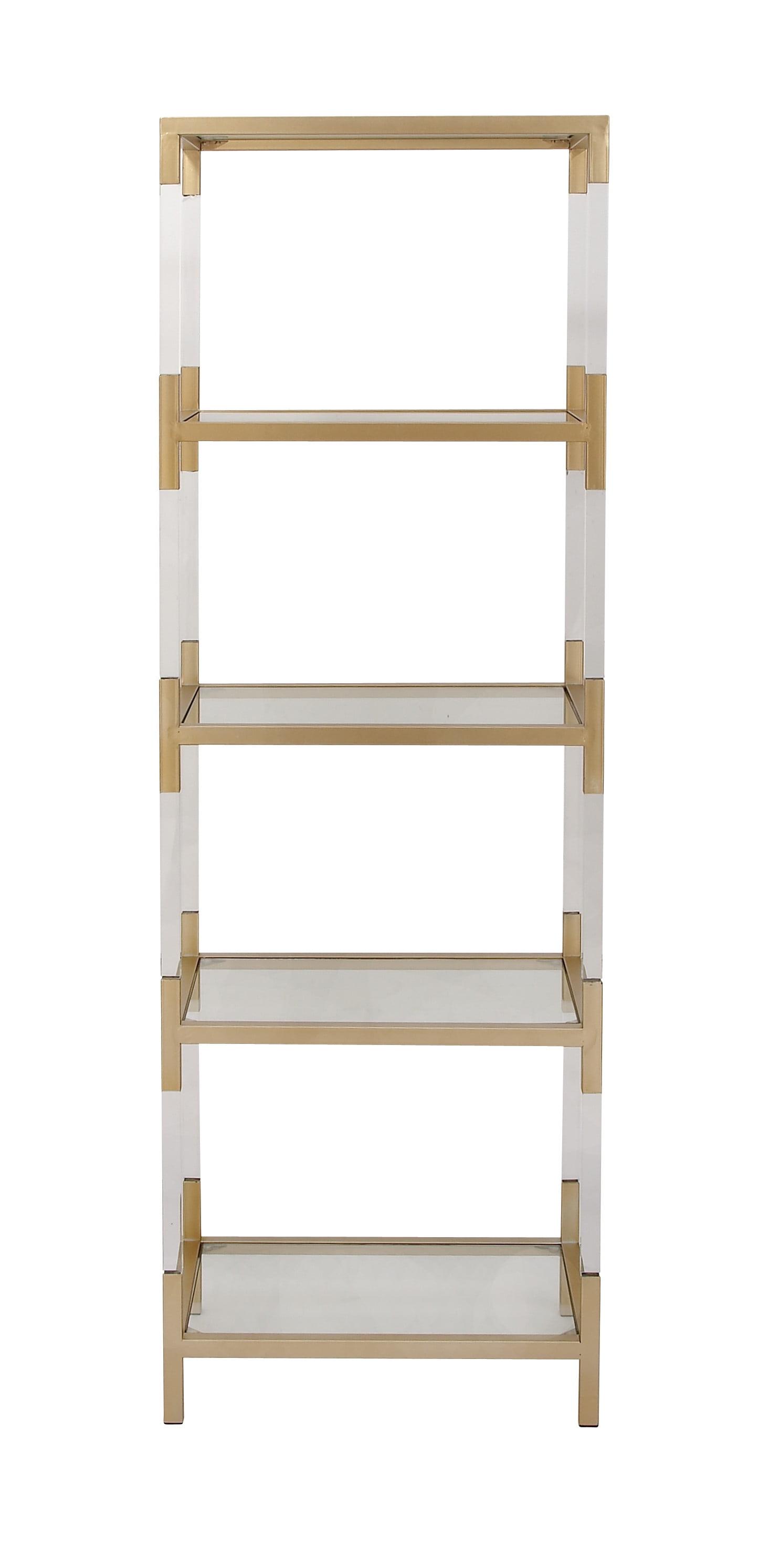 69" Metal and Acrylic Bookcase Gold - Olivia & May: No Assembly, 5 Fixed Shelves