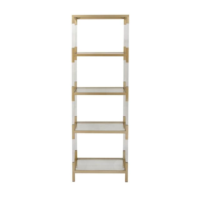69" Metal and Acrylic Bookcase Gold - Olivia & May: No Assembly, 5 Fixed Shelves